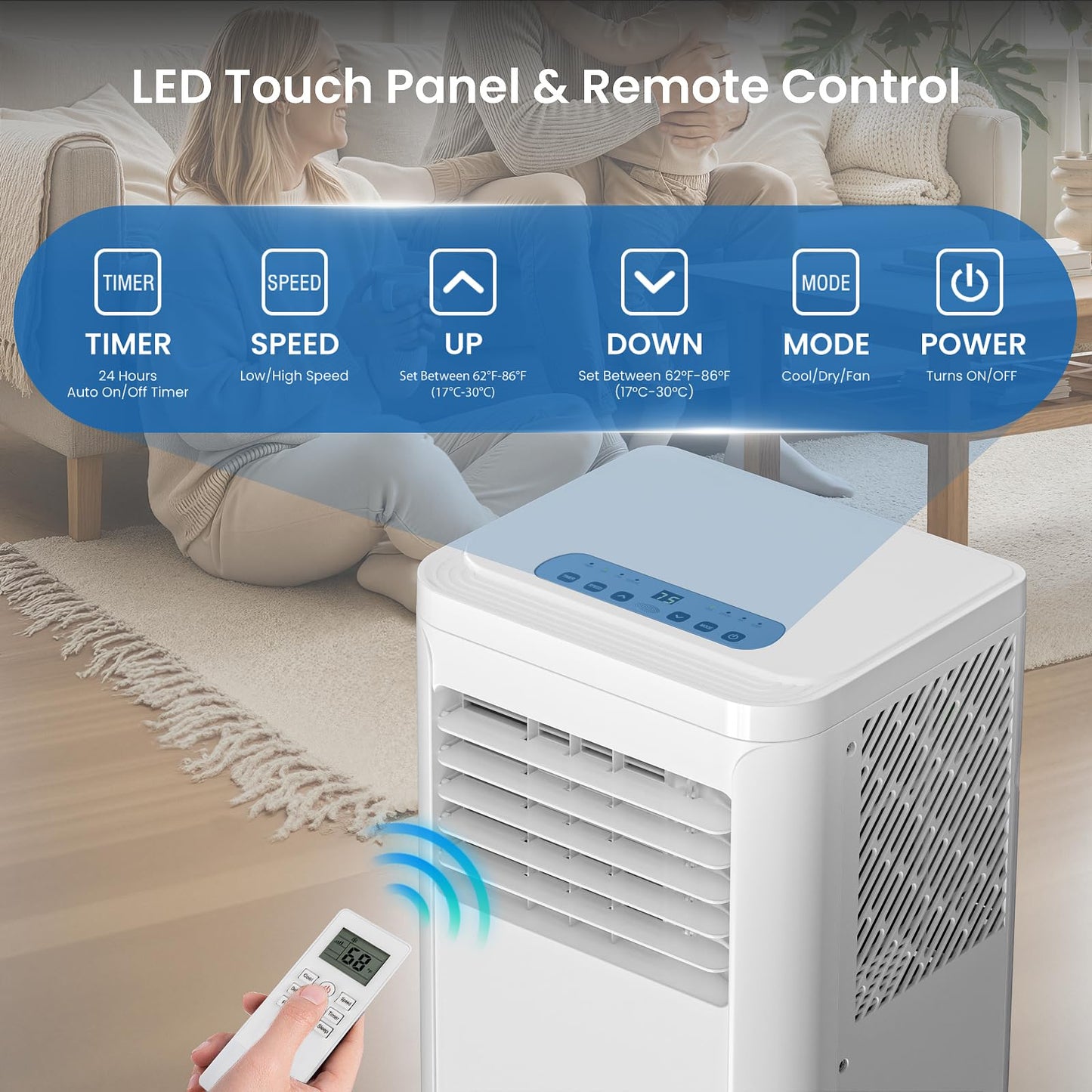 Antarctic Star Portable Air Conditioners, 10000 BTU, Portable AC Unit with Cooling/Fan/Dehumidifier/Sleep Modes, Cools up to 450 Sq.Ft, Remote Control/LED Display, 24H Timer for Bedroom, Living Room