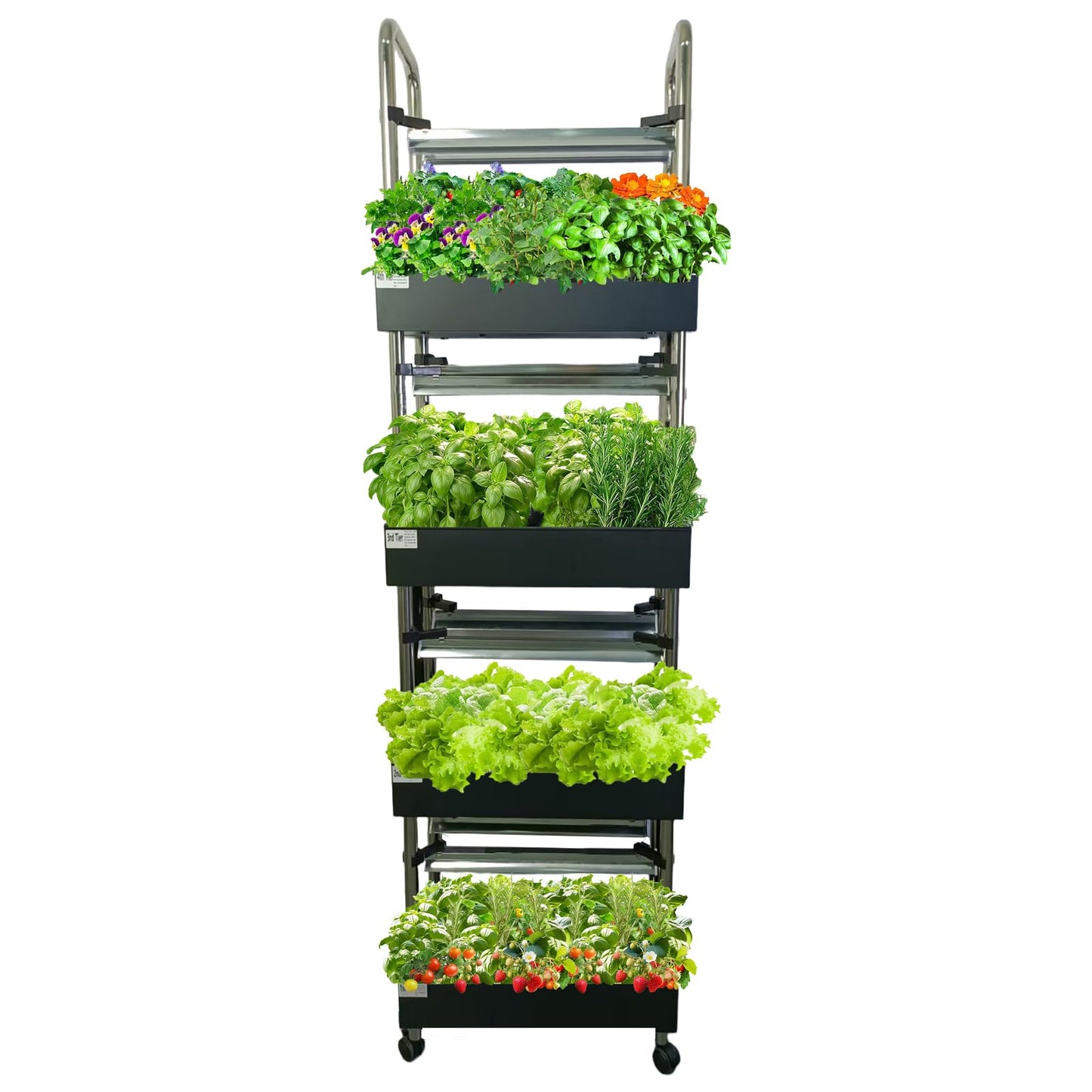 Indoor hydroponics Growing System, Large Vertical Hydroponic Garden with Smart Full-Spectrum Grow Lights, Auto Circulating Water, Mobile Indoor Gardening System for Herbs, Vegetables & Fruits