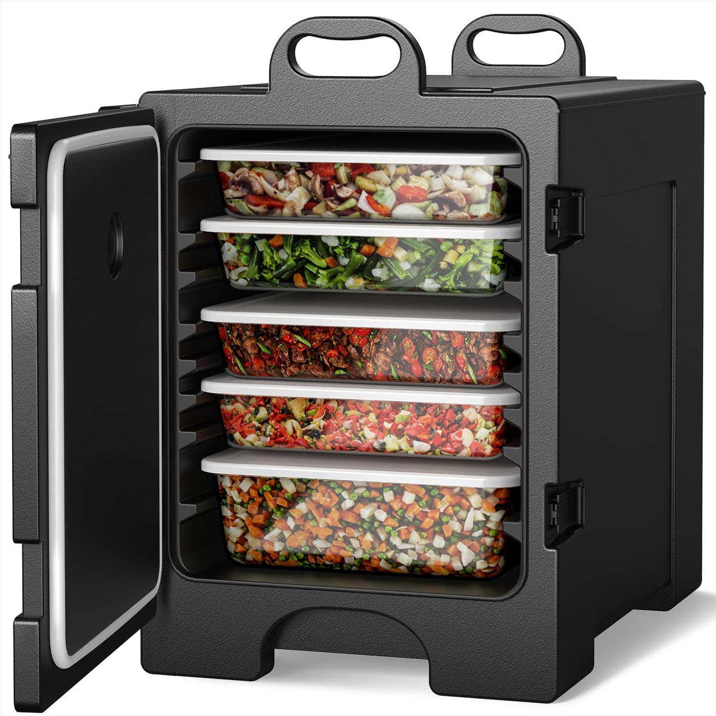 COSTWAY Catering Food Warmers, Hot Boxes Catering for 5 Full-Size Pan, 81 Quart Capacity, Stackable Design, Handles, Portable Insulated Food Carrier for Family Gathering, Canteen, Restaurant