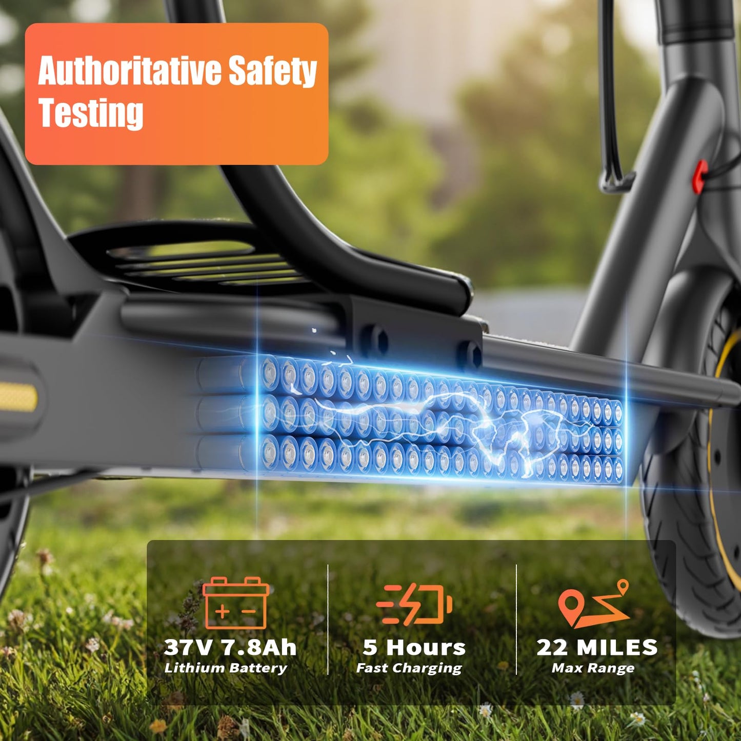 Qlaway 8.5" E Scooter for Adults with Luggage Seat 19 MPH Sport Escooter 350W Motor, Electric Scooter Up to 22 Miles Range, Bearing 265 LBS/APP Control/UL 2272