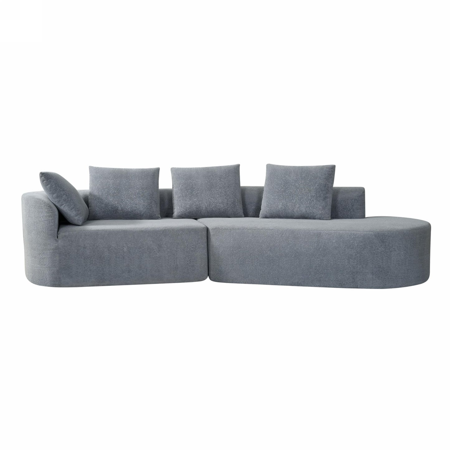 Christopher Knight Home 116" Modern Curved Sectional Sofa 2 Piece Set with Chaise Lounge High-Density Compressed Sponge Couch, Fully Assembled Right Hand Facing Sofa for Living Room Lounge, Light Grey