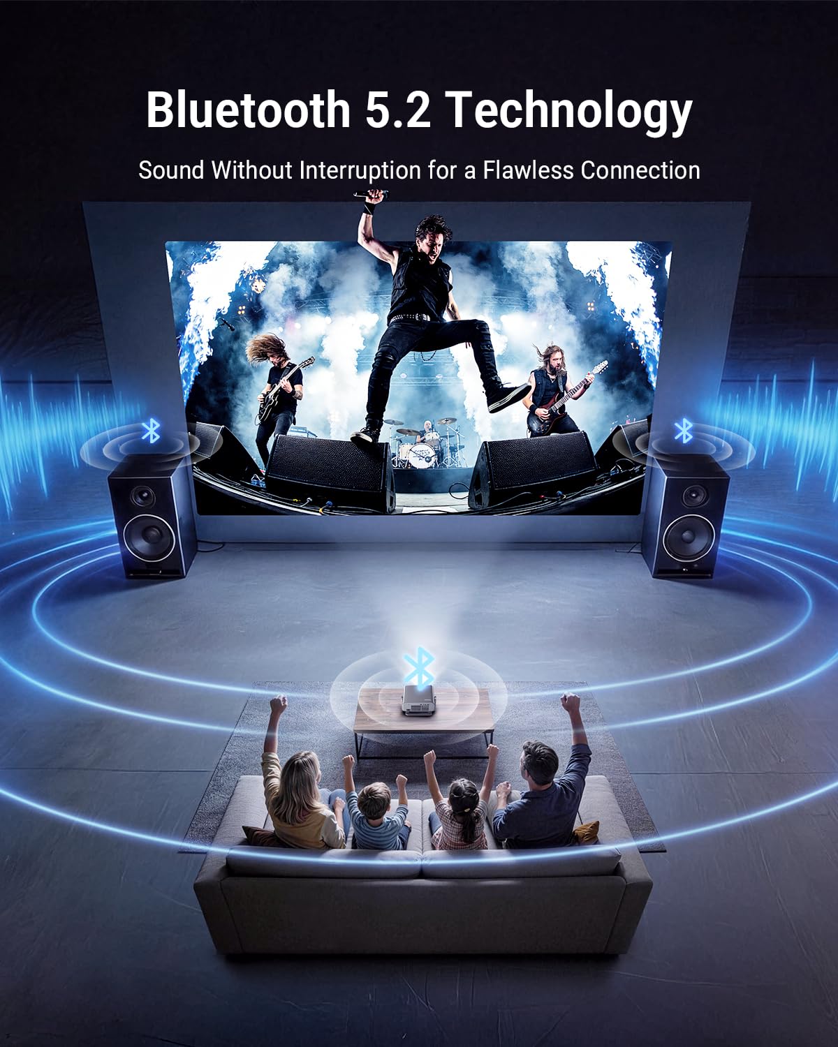 Smart 4K Projector [Bundled with Google TV Stick] with WiFi and Bluetooth, 2500ANSI, Auto Lens Cap, Portable Outdoor Movie Projector with Built-in Apps Auto Focus for Ceiling/Home Theater/Bedroom