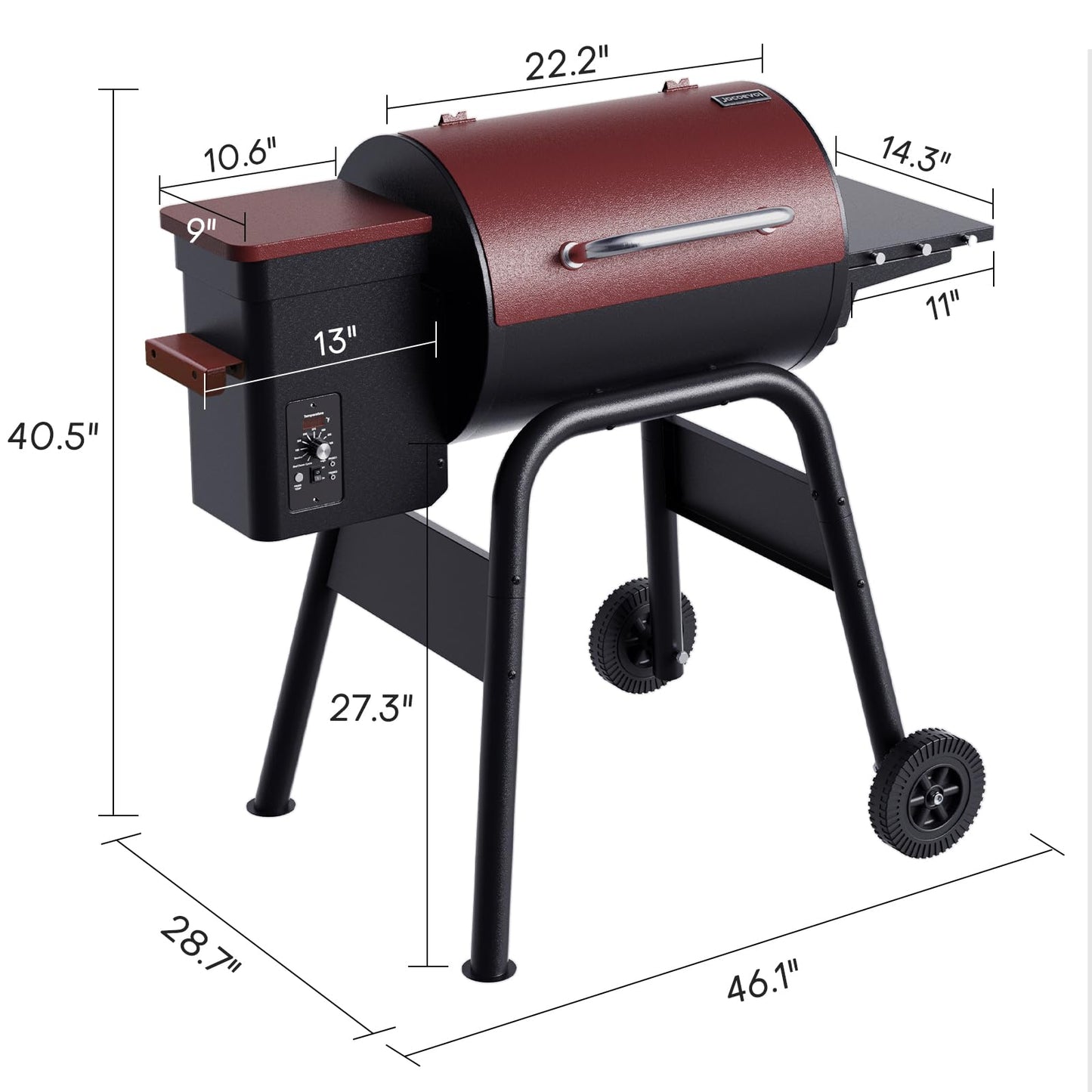 Jocoevol Wood Pellet Grill Smoker for Outdoor Cooking, 456 SQ. IN Cook Area Electric Pellet Grill with Auto Feed & PID Temperature Control 180-425°F, 6-in-1 BBQ Grill & Rain Cover for Backyard
