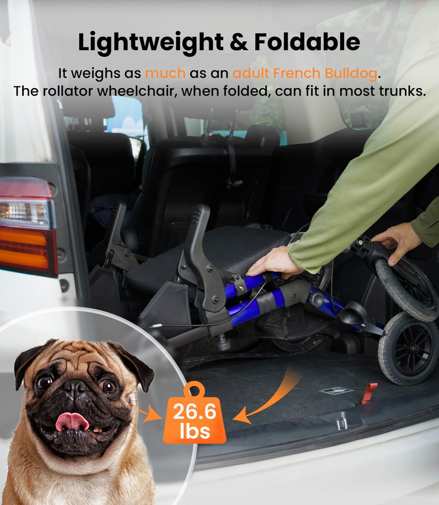 VOCIC Transport-Wheelchair-Lightweight-Foldable, Walker Wheelchair Combo, Rollator-Walkers-for-Seniors-with-Seat, 2 in 1 Rolling Walker, 300lb Adults 4 Wheel Transport Chair w/Brakes & Pouch