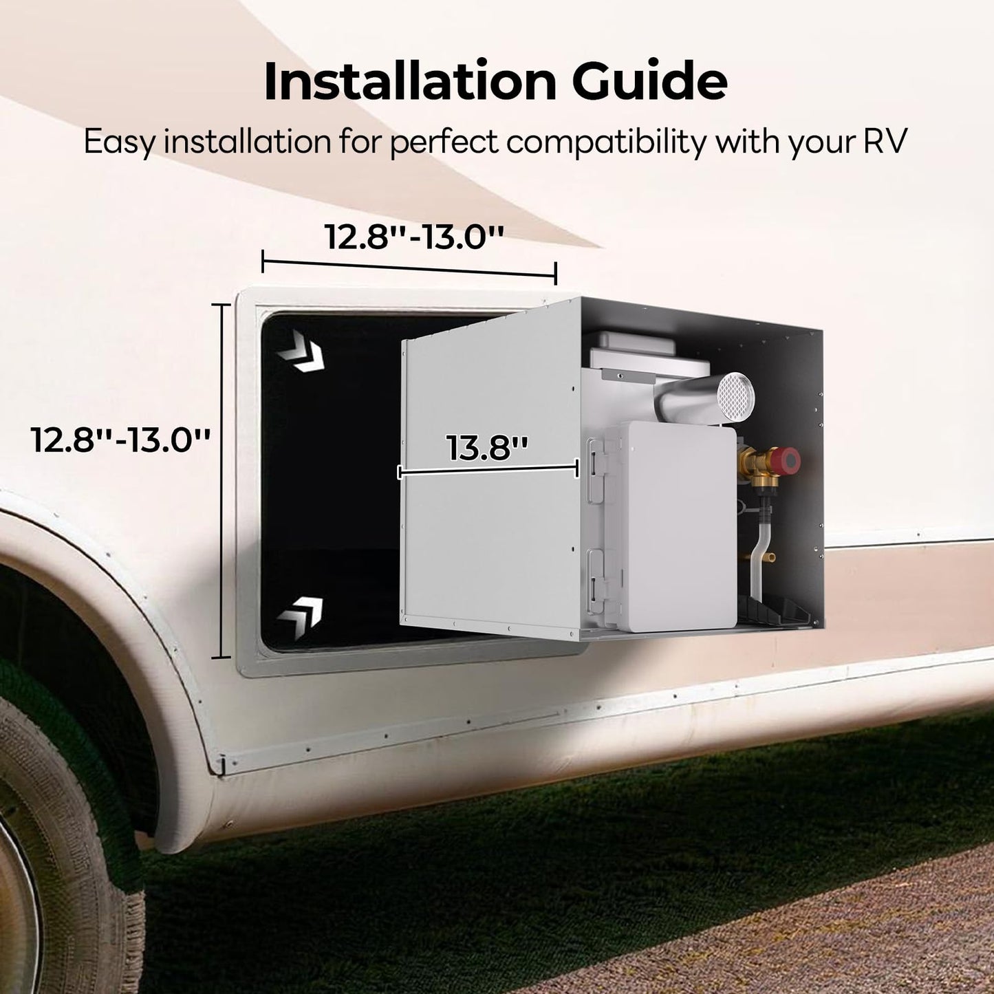 KINGRVER KINGRVER XT65 Tankless RV Water Heater, 3.8 GPM On-Demand Hot Water, Propane Gas Powered, 12V DC, Wired Remote Controller, High-Altitude Ready, Designed for RV Travel & Family Use