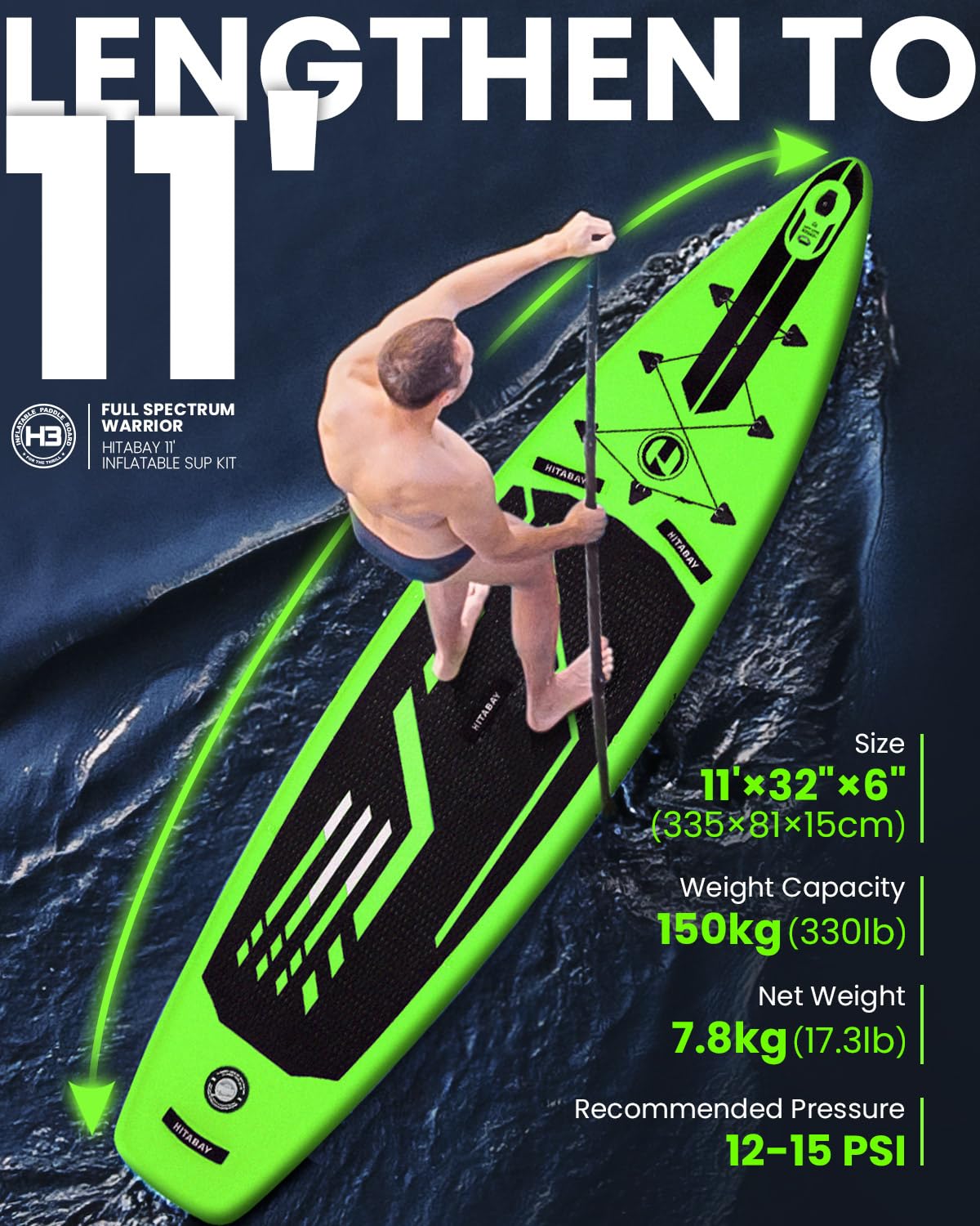 Inflatable Stand Up Paddle Board with Premium SUP Accessories & Camera Mount, Inflatable Ultra-Light (17.3lbs) Paddle Board for Adults & Youth of All Skill Levels, 11' Inflatable SUP Board