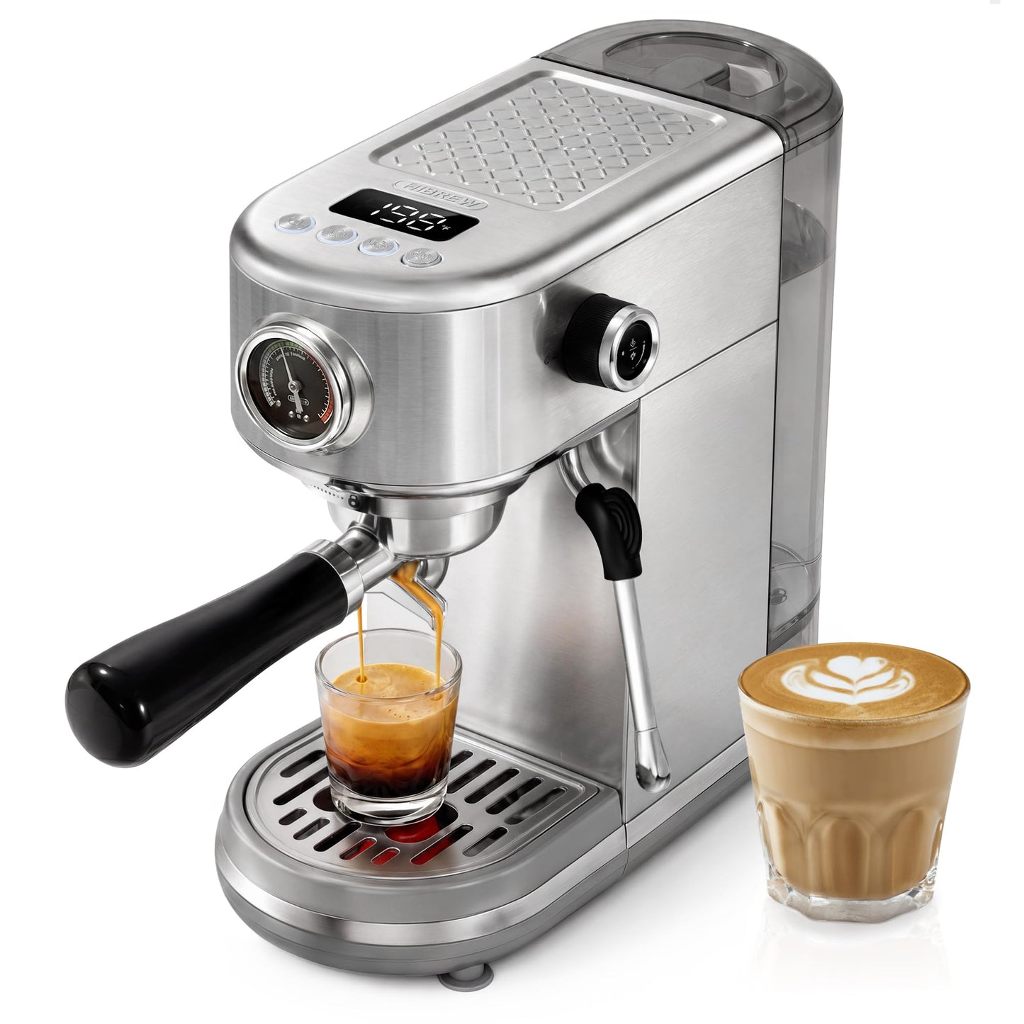 HIBREW H10B Programmable Espresso Machine with LED Display & Pressure Gauge