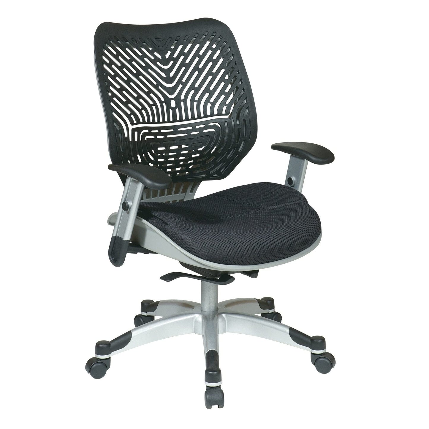 Space Seating 86 REVV Series Self-Adjusting SpaceFlex Back Office Desk Chair with Lumbar Support and Padded Mesh Seat, Fog and Raven