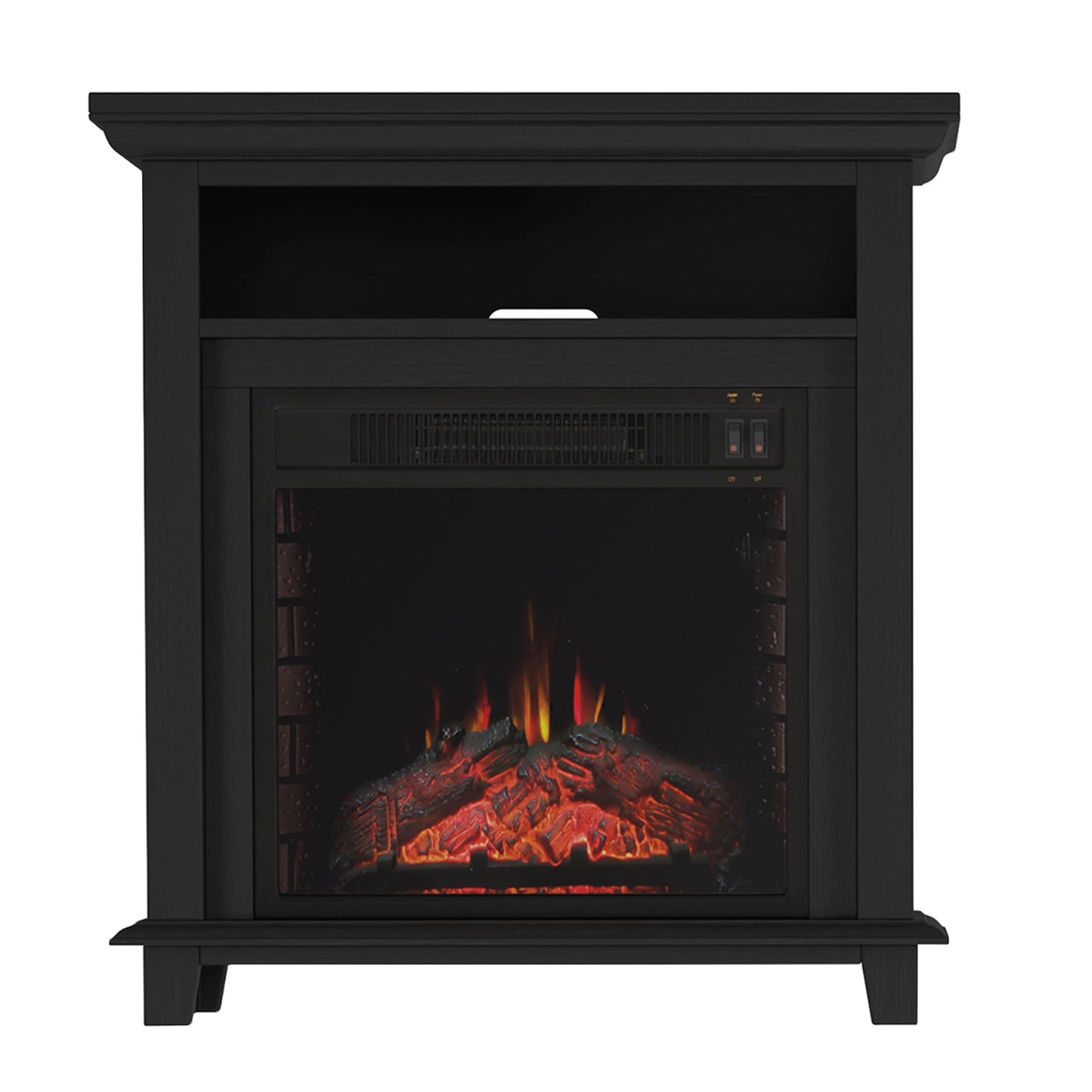 27 Inch Electric Fireplace TV Stand for 32" Screen - Fireplace Mantel TV Console Entertainment Center with Shelf - 1400W Electric Heater with Mantel Heats Rooms up to 400 SQ FT by Northwest (Black)