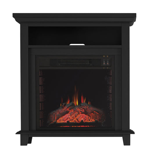 27 Inch Electric Fireplace TV Stand for 32" Screen - Fireplace Mantel TV Console Entertainment Center with Shelf - 1400W Electric Heater with Mantel Heats Rooms up to 400 SQ FT by Northwest (Black)