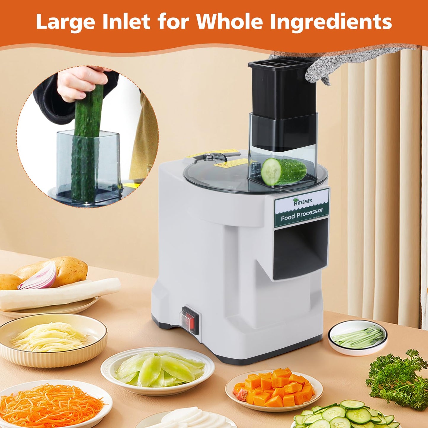 Hiteemer 5 in 1 Electric Vegetable Chopper, Commercial Vegetable Dicer Food Processor Veggie Food Cutter Stainless Steel Automatic Shredded for Onion Potato Cabbage Fruit Slicer