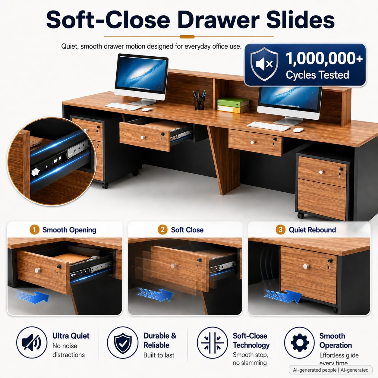 Modern Reception Desk with Counter,Large Front Desk L Shaped Reception Counter with 2 Lockable Drawers and 2 Mobile Storage Cabinets,Receptionist Desks for Office,Salon,or Retail, Checkout Counter