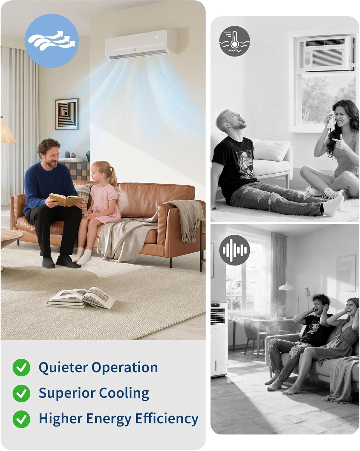 9000 BTU Mini Split Air Conditioner, 19 SEER2 Inverter Heat Pump 115V R32 Refrigerant, 4-in-1 Cooling Heating Dry Fan, Ultra Quiet 23dB, Cools Up to 450 Sq.Ft, Ductless Minisplit AC ETL AHRI Certified