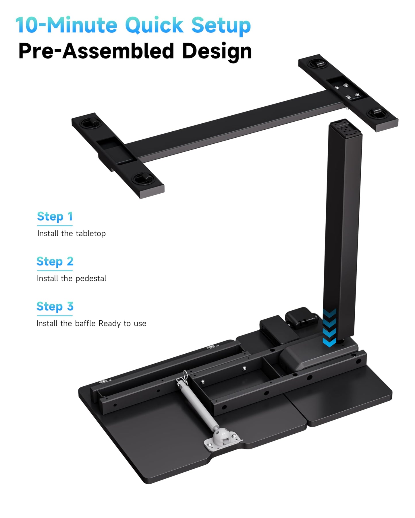 BIZUM Small Electric Standing Desk, Overbed Table Wireless Tilt Top with Hidden Wheels, 27.6×15.8 Inch Adjustable Rolling Laptop Desk, USB-C Rechargeable Battery, Black