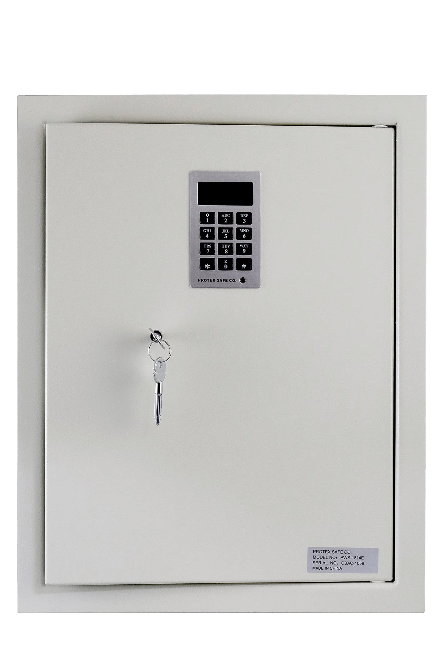 Protex Safe Electronic Keypad Wall Safe (PWS-1814E), Burglary Resistant wall safe, digital electronic locking system, velvet interior, automatic door opening, 2 Removable shelves