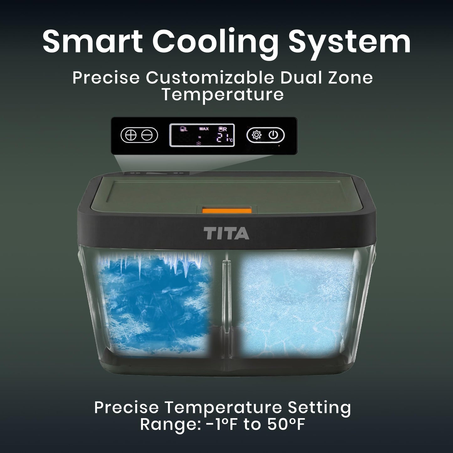 TITA 42 Qt Car Refrigerator for Tesla Model Y & Juniper, Portable 12V Dual-Zone Fridge Freezer with Rapid Cooling & Energy-Saving Modes, Compatible with 5-Seat Models Only