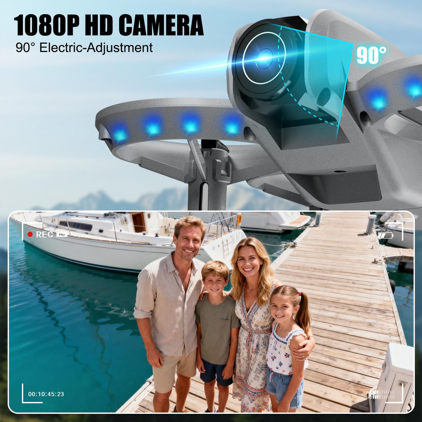 Drone with Camera 1080HD， Features One Key Takeoff/Landing, Altitude Hold, Headless Mode, 3D Flips, Trajectory Flight，3 Speed Modes, Easy to Fly for Beginners