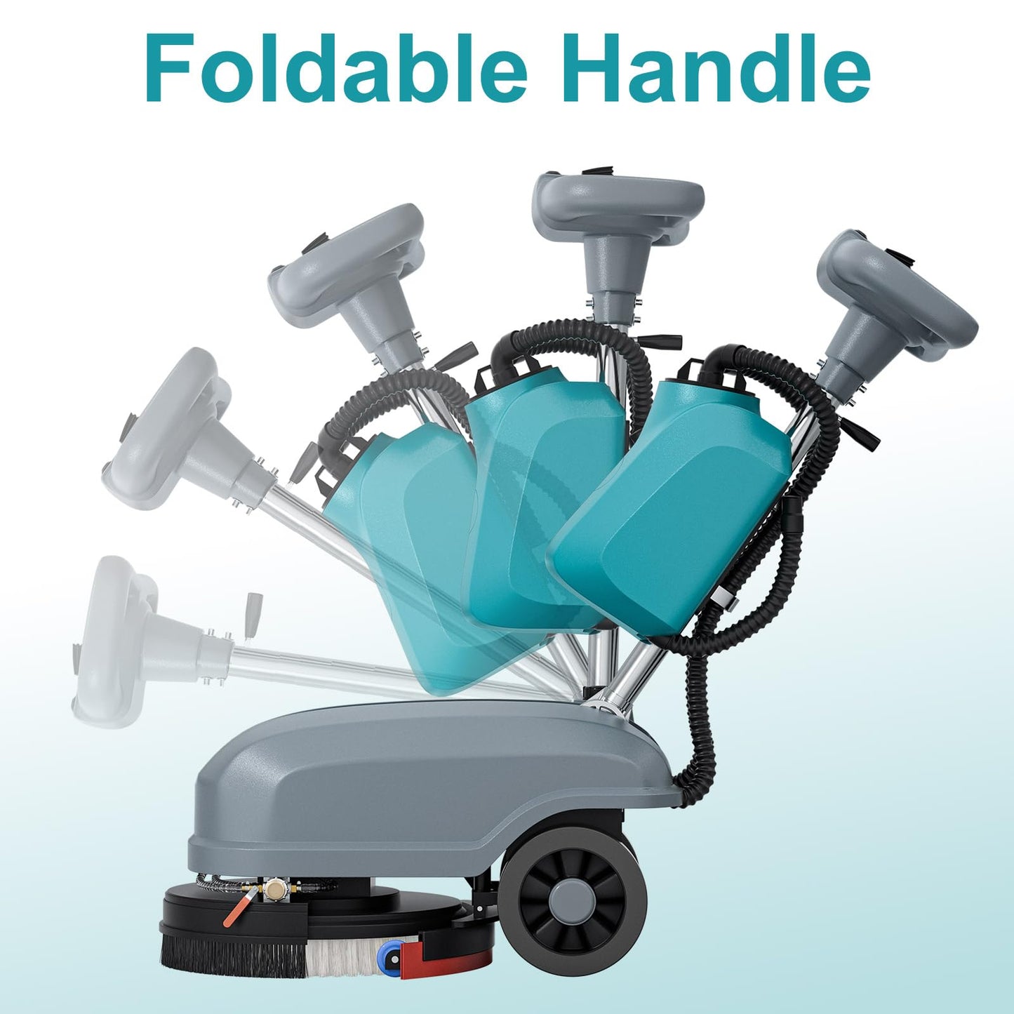KARHDIR Walk Behind Commercial Floor Scrubber Machine, Battery Powered Cordless Compact Scrubber 15" Cleaning and 23" Suction Width, 6 Gal Sewage and 5 Gal Water Tank, 24000 Sq Ft/h