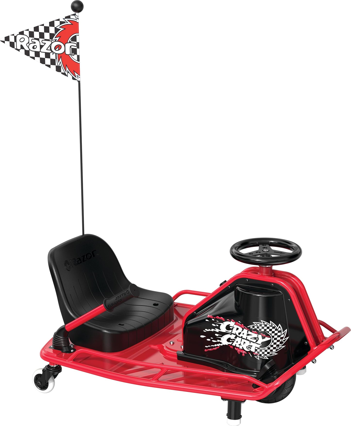 Razor Crazy Cart - 24V Electric Drifting Go Kart - Variable Speed, Up to 12 mph, Drift Bar for Controlled Drifts, One Size, Black/Red