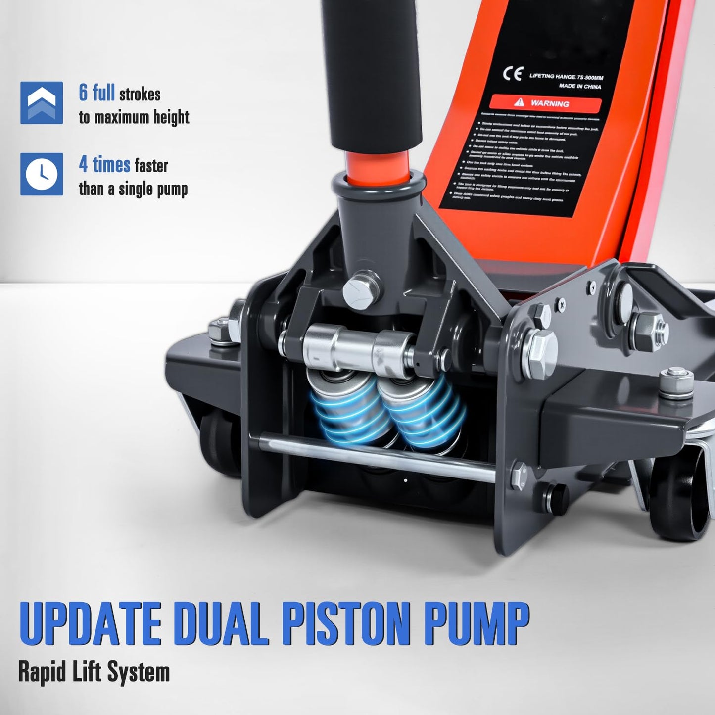 Nilight 3 Ton Floor Jack, Low Profile Car Hydraulic Jack with Dual Pistons Quick Lift, 2.95"-19.88" Lifting Range