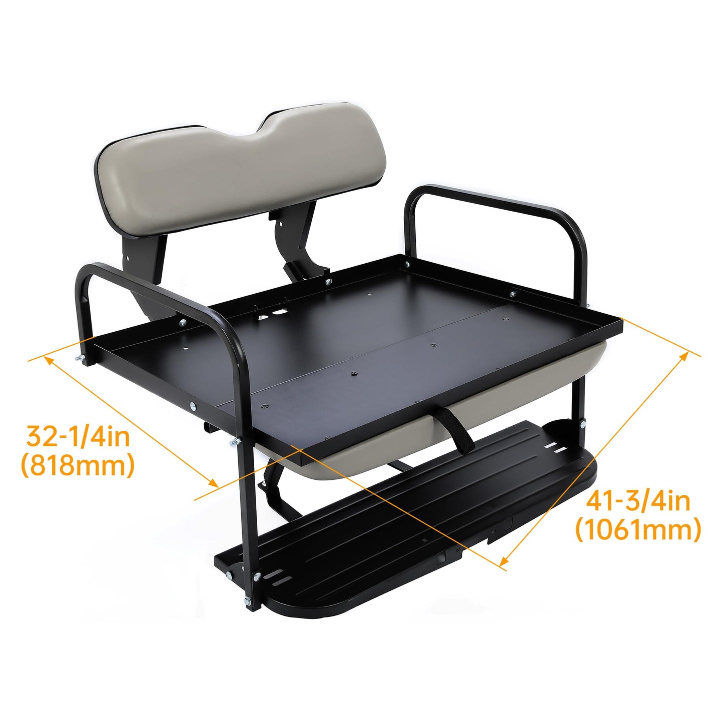 HECASA Foldable Rear Seat Kit Compatible with Yamaha G14 G16 G19 G22 Golf Cart Steel Frame Blue-Gray Artificial Leather