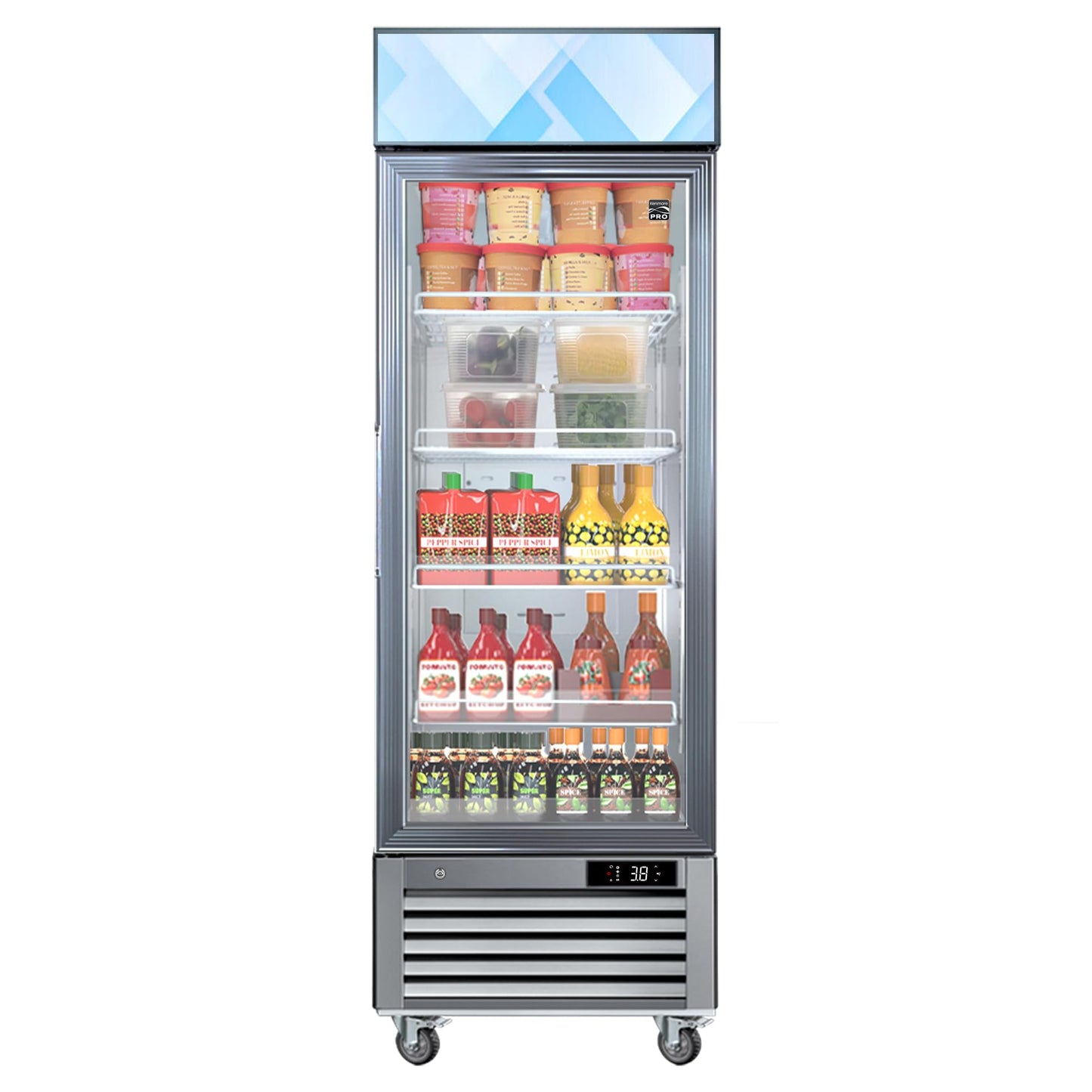 Kenmore Pro 23 Cu. Ft. Swing Glass Door Upright Commercial Display Freezer | 27" W Single-Door Merchandiser | Freestanding Convertible Freezer/Refrigerator | Digital Temperature Display | ETL-Approved