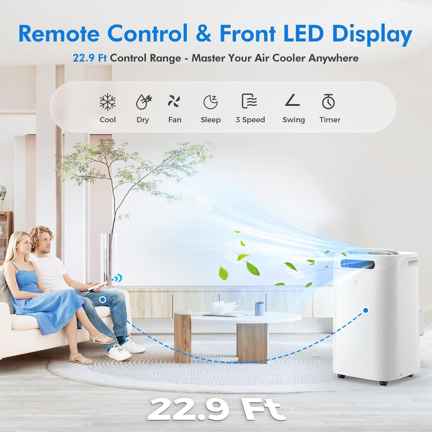 14000 BTU Portable Air Conditioners, Cools Up to 700 Sq.Ft, AC Unit with Cooling, Fan, Dehumidifier, Sleep Mode, Remote Control&Installation Kit, Portable AC for Large Rooms