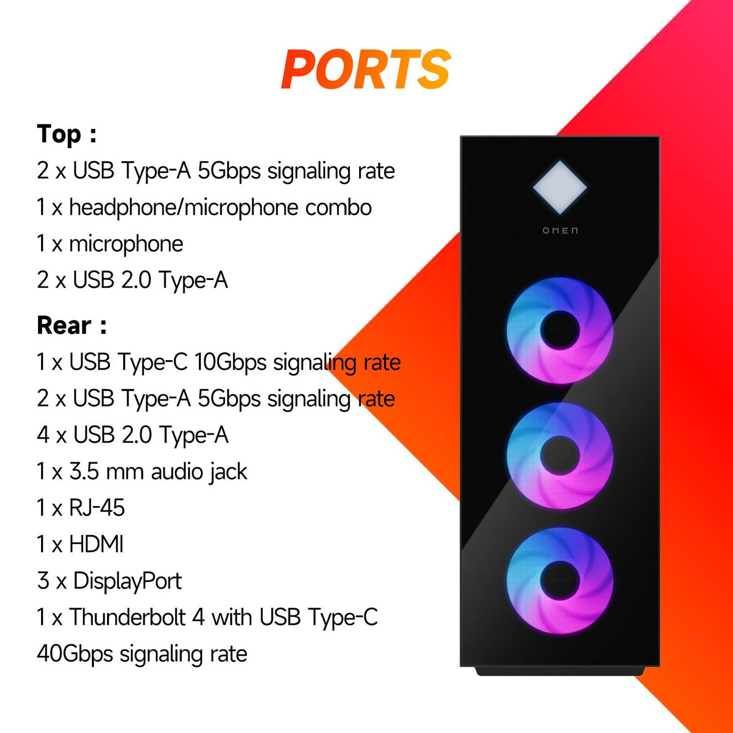 HP OMEN 45L Gaming 5090 Desktop PC, Intel Core Ultra 9 285K, GeForce RTX 5090, 128GB DDR5, 4TB SSD, Support 4-Display 4K, Light Studio, HDMI, DP, Wi-Fi 6E, Windows 11 Pro, AI-Ready Workstation Desktop