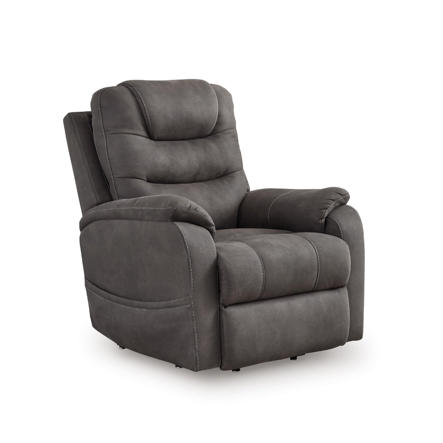 Signature Design By Ashley Snowfield Recliner Chair, Power Lift with Heat and Massage, Faux Leather Upholstery, Easy View Adjustable Headrest, USB Charging, Living Room Comfort