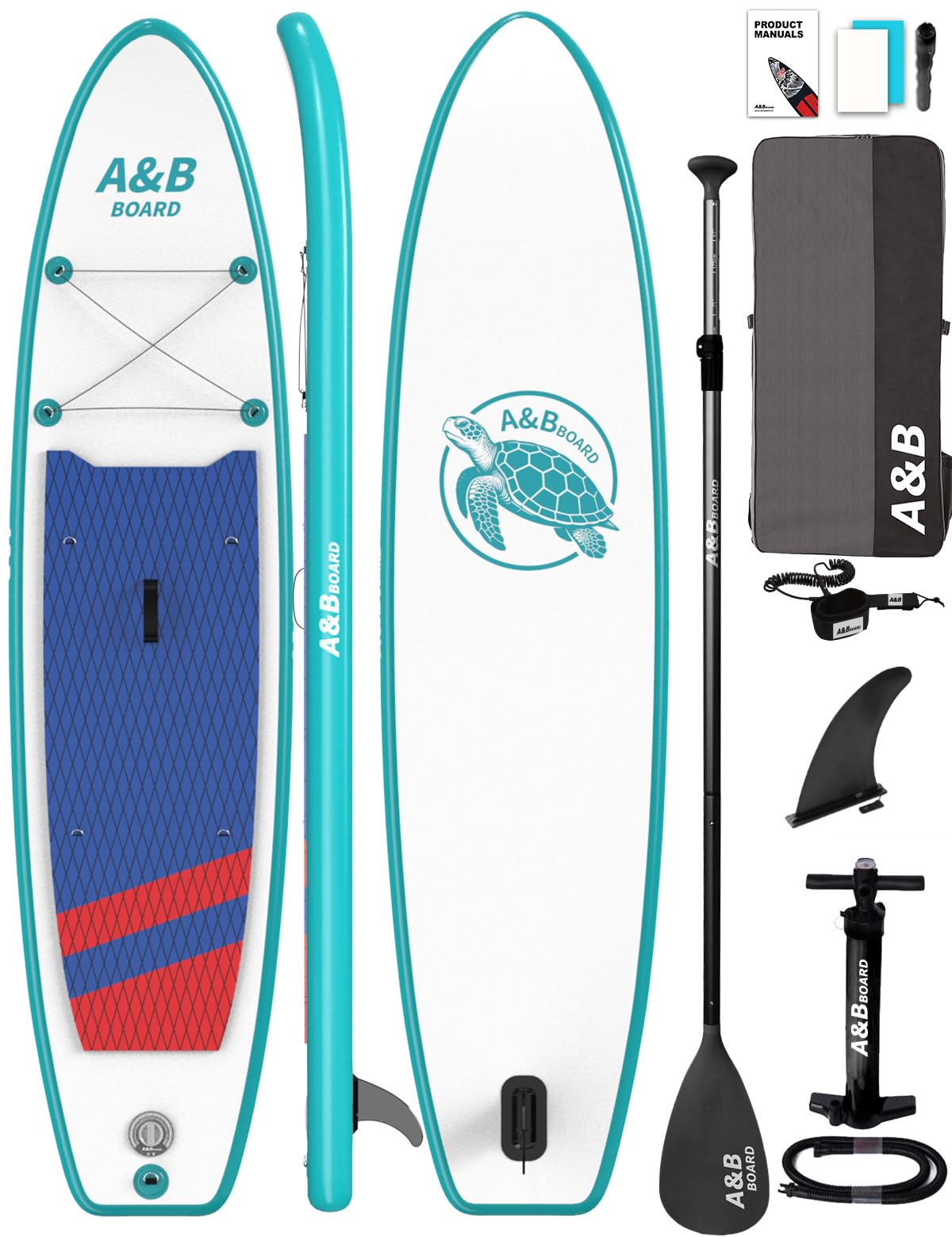ABBOARD Inflatable Stand Up Paddle Board Fishing Paddleboard with Sup Accessories for Beginner Adults Youth