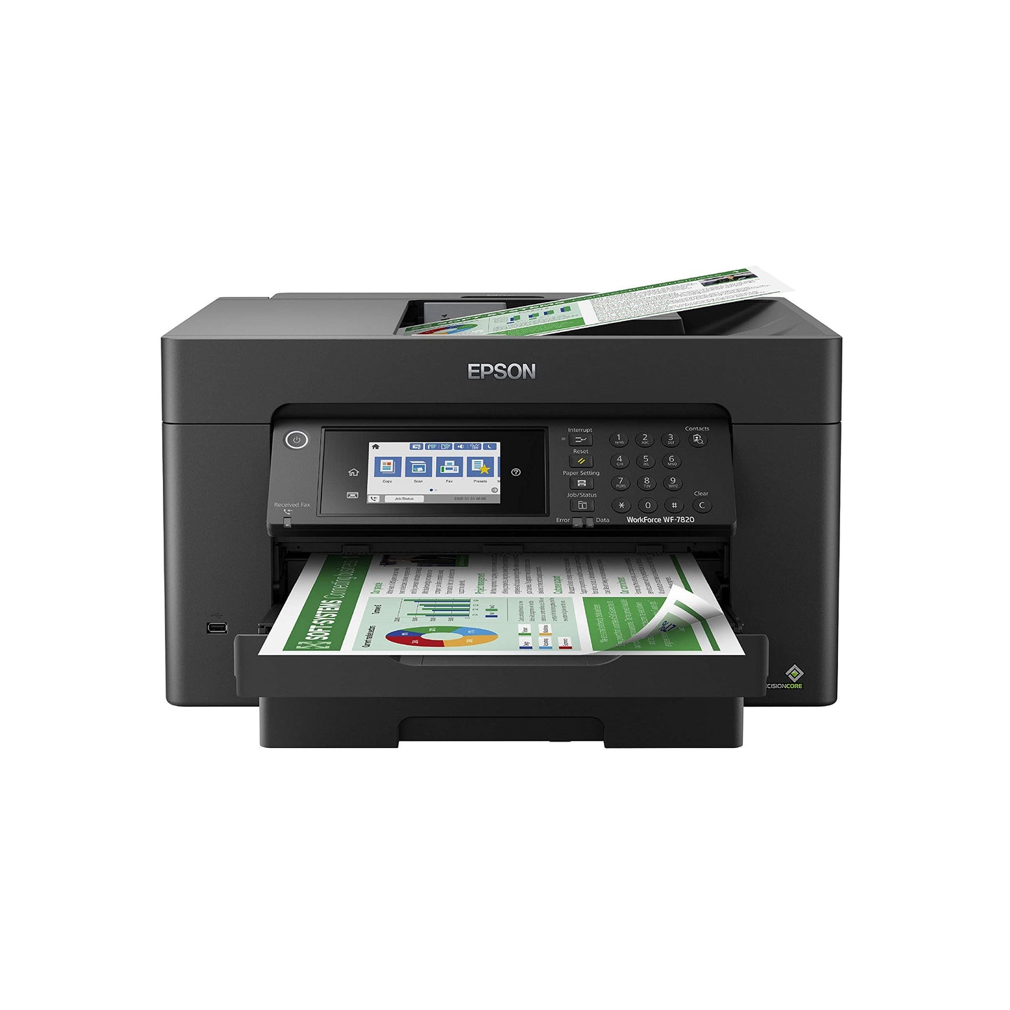 Epson Workforce Pro WF-7820 Wireless Duplex All-in-One Wide-Format Printer, Copier, Scanner, and Fax with 50 Page ADF, 250 Sheet Paper Capacity and Mobile Printing, Black