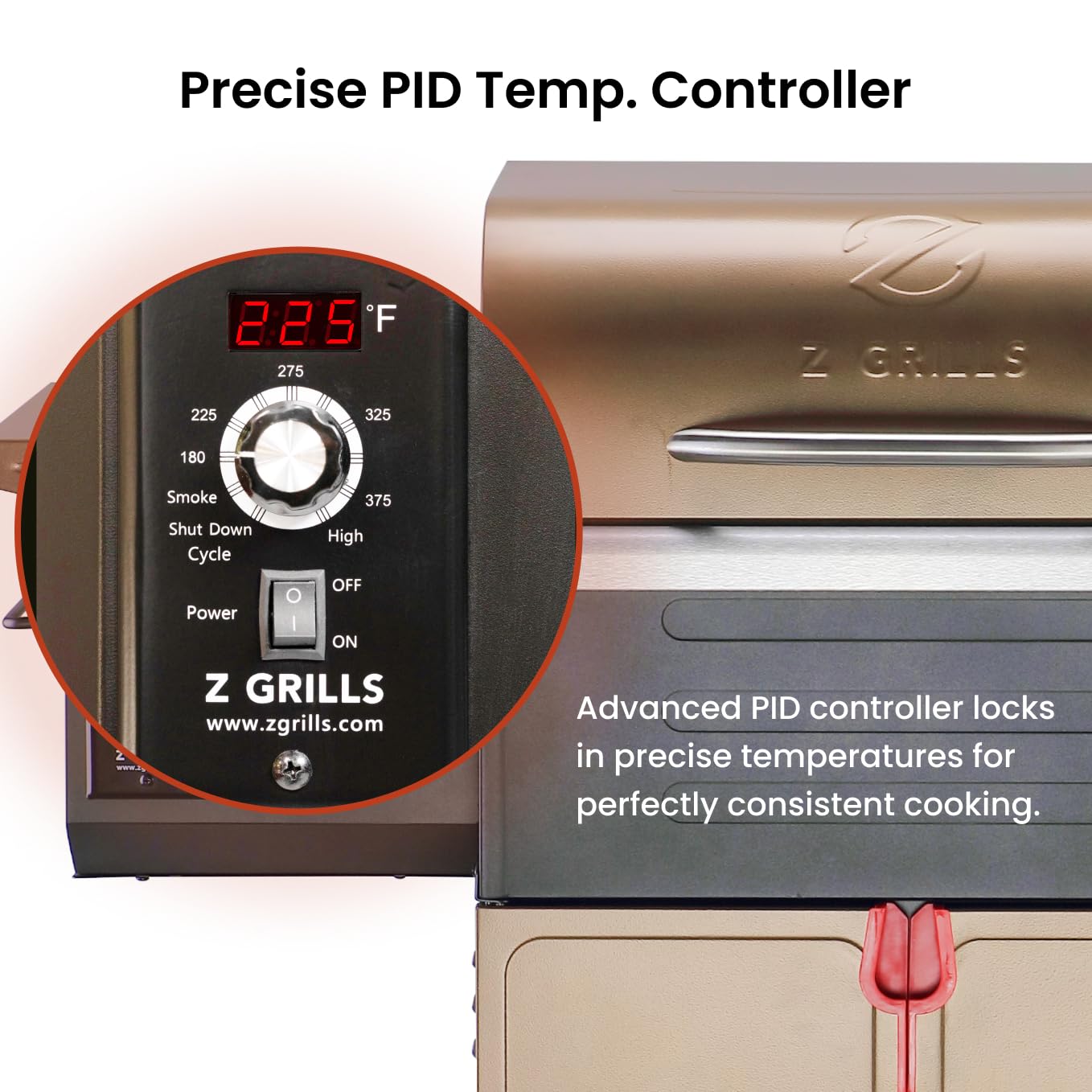 Z GRILLS Wood Pellet Grill Smoker with PID Controller, 8-in-1 Master Sear BBQ Grill, Auto Temperature Control, Huge Storage Cabinet Side Shelf with Tool Hooks, 572 sq in Cooking Area for Outdoor, 600D