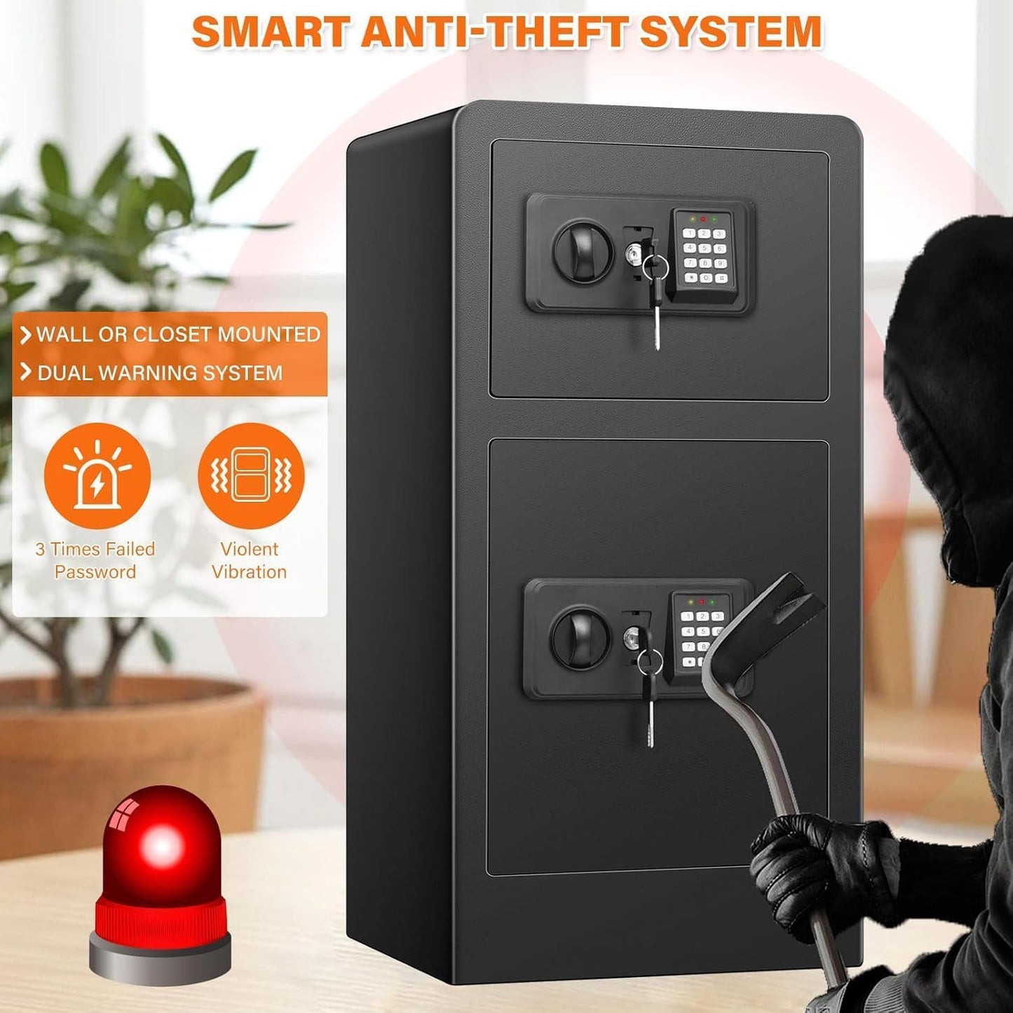 7.5 Cuft Extra Large Safe Box Fireproof Waterproof, Fire Proof Safes With Double Door, A4 Fireproof Bag, Digital Keypad & Spare Key, Smart Alert, Safes For Home Use Fire And Water Proof