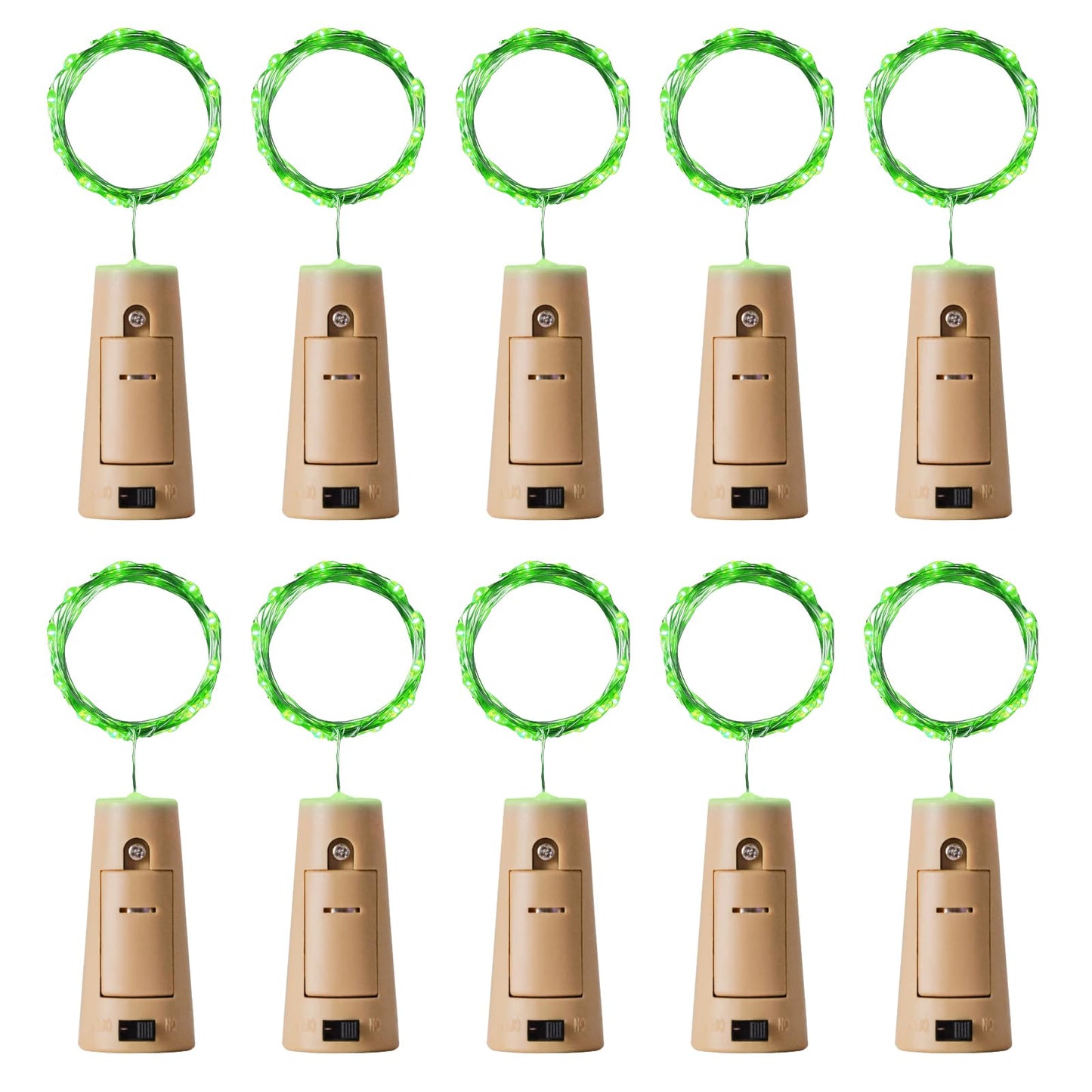 Aluan 20 LED Wine Bottle Lights, Waterproof Mini Cork Lamp, Green, Model BL00, Fairy String Lights for Party Wedding Decoration