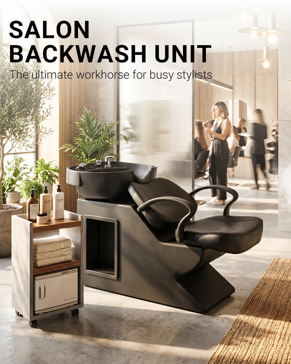 IJIALIFE Shampoo Bowl and Chair Set, Backwash Shampoo Chair