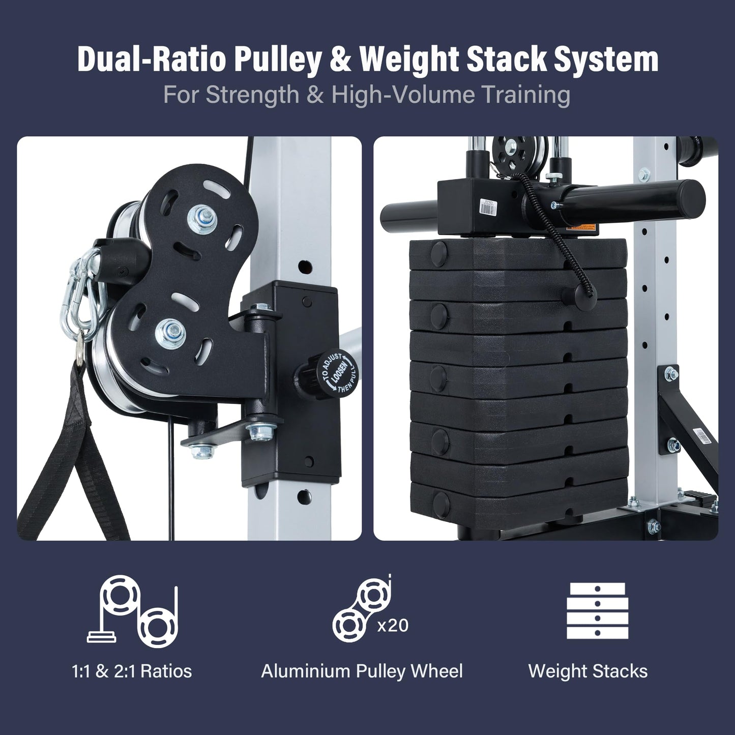 Major Fitness Drone MAX V Smith Machine with Weight Stacks, All-in-One Home Gym Squat Rack--2500LB Capacity, Dual LAT Pull-Down Systems & Cable Crossover Machine, Heavy-Duty Full-Body Workout Machine