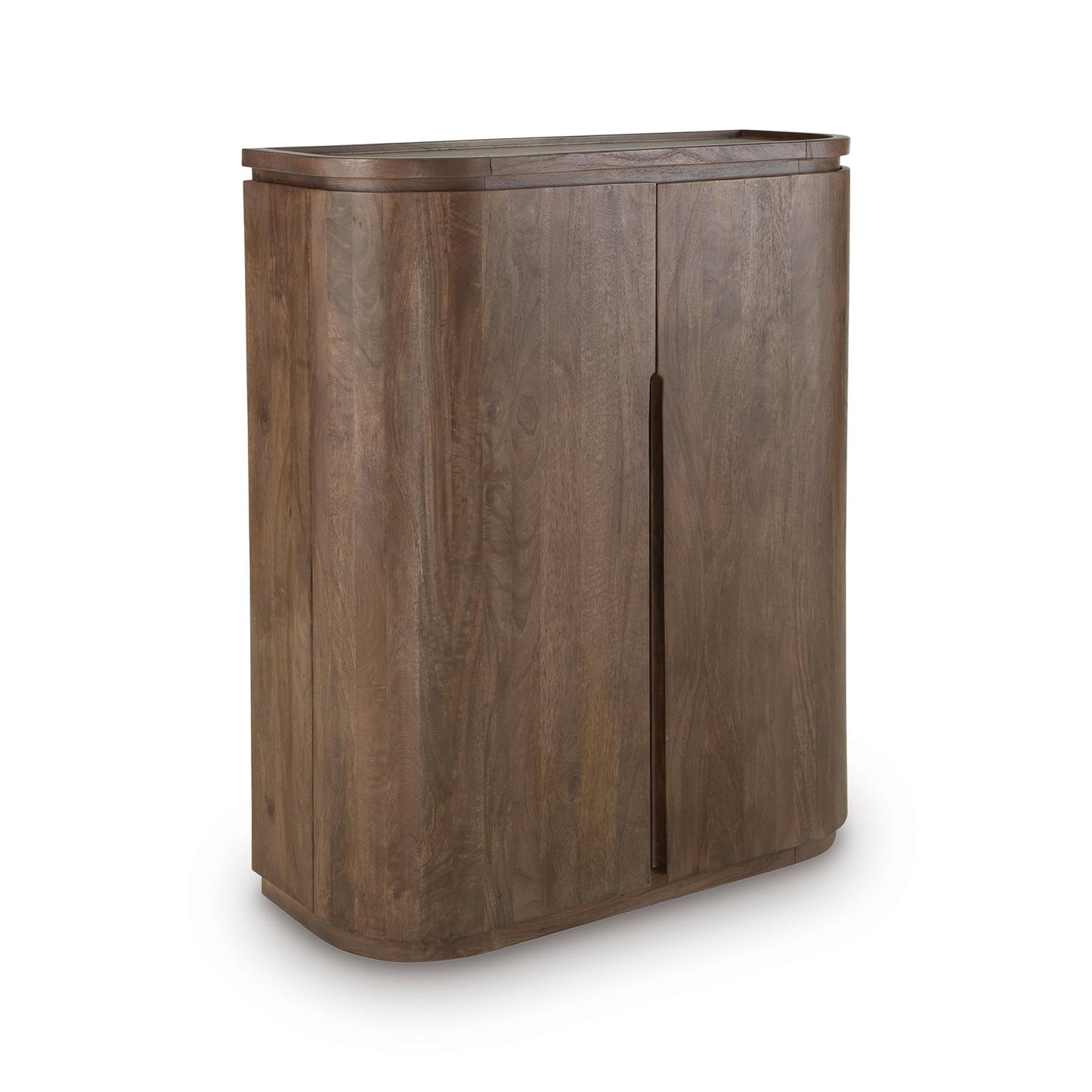 Signature Design by Ashley Landermont Contemporary Bar Cabinet with Anti-Tipping, Dark Brown
