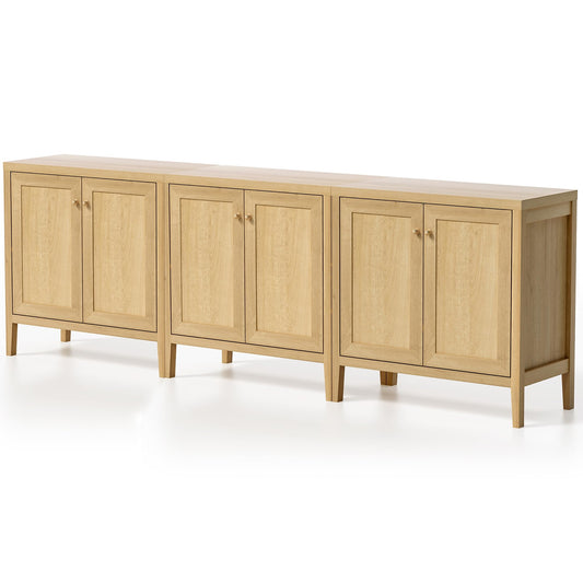 EYYTHUNG Sideboard Buffet Cabinets Set of 3 with Adjusable Shelves, Farmhouse Storage Cabinet, Credenza, Accent Cabinet, Kitchen Coffee Bar Console Table for Living Dining Room, Natural Oak