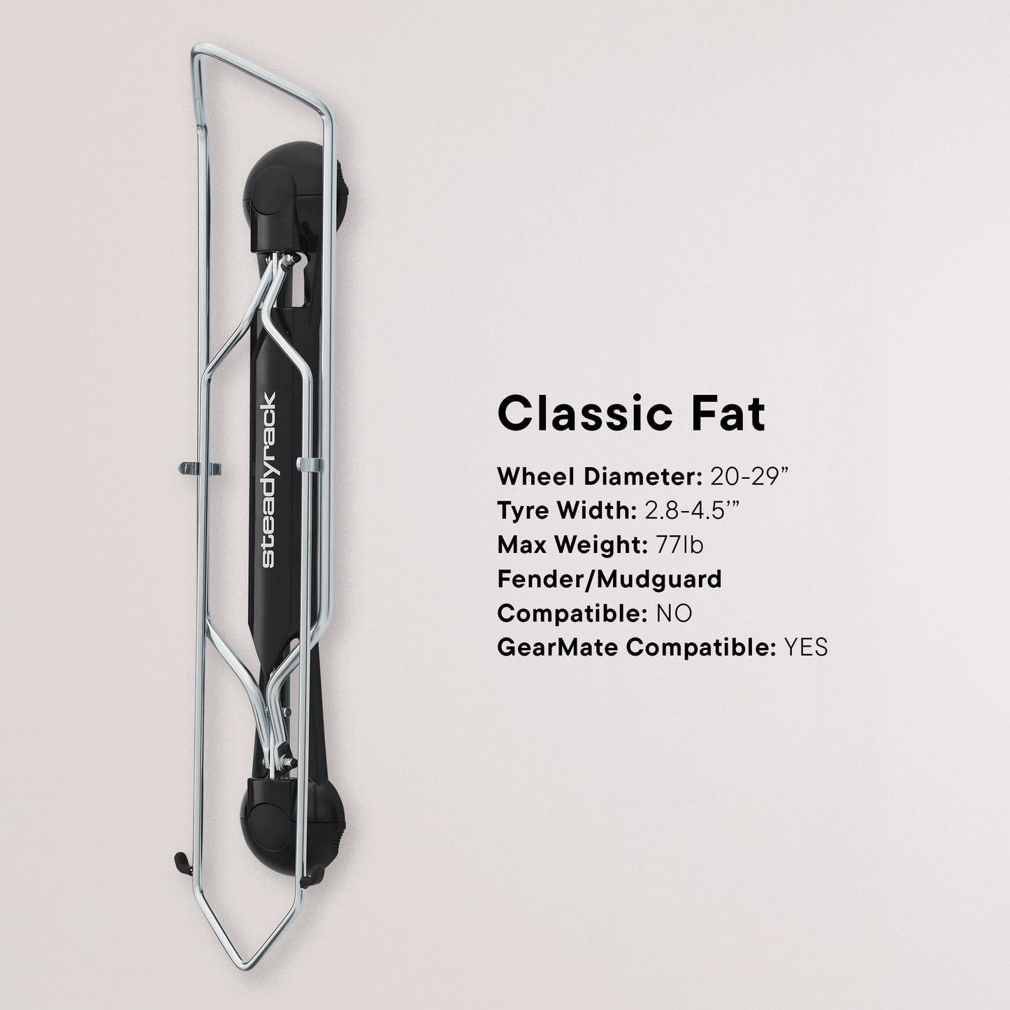 Steadyrack Fat Tire Bike Rack – Vertical Wall Mount Storage for Fat Bikes with 2.8”–4.5” Wide Tires – Space-Saving Pivot Design for Garage or Home