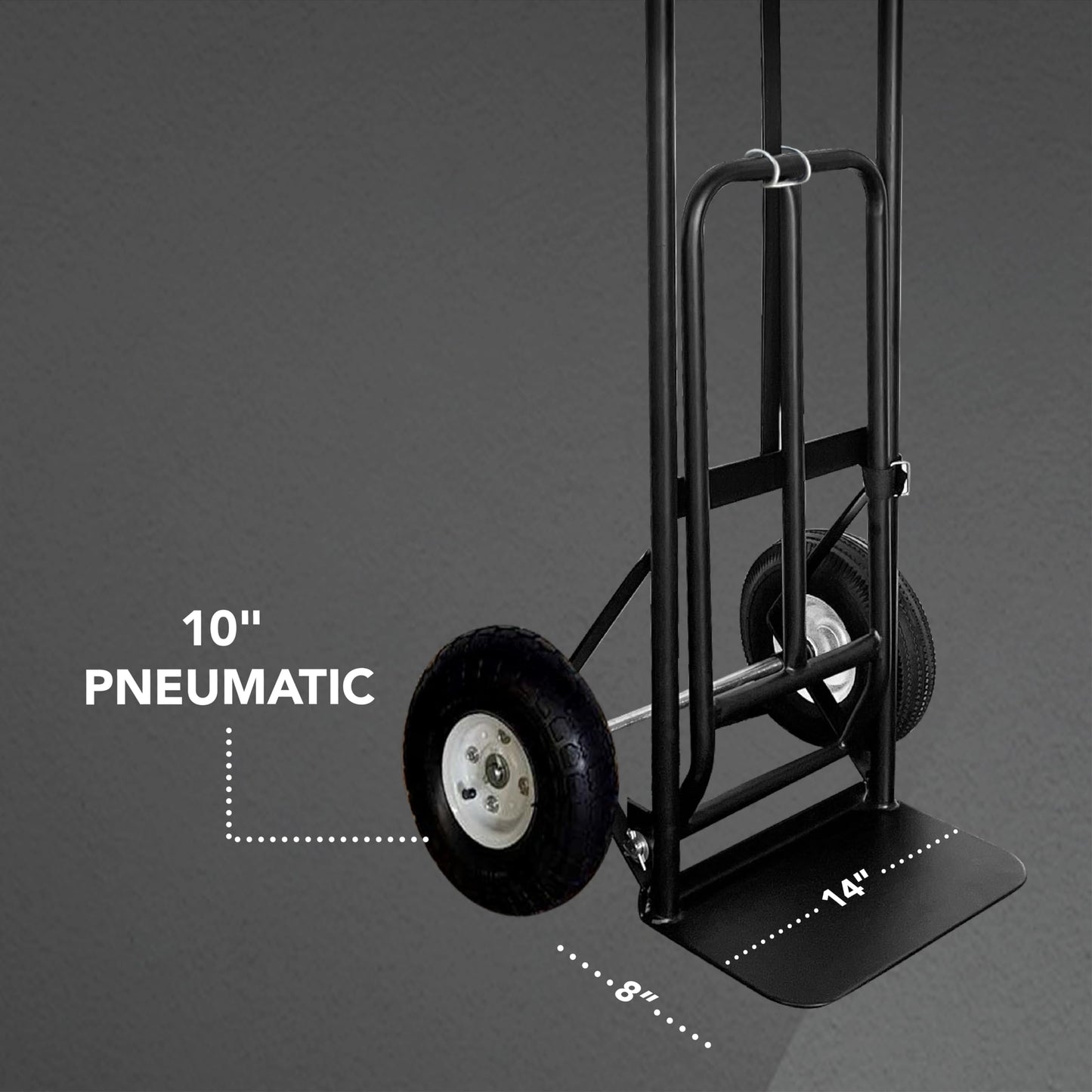 Olympia Tools 800 Lb Sack Hand Truck with Folding Nose, D Handle and 10" Pneumatic Wheels for Home and Office Use