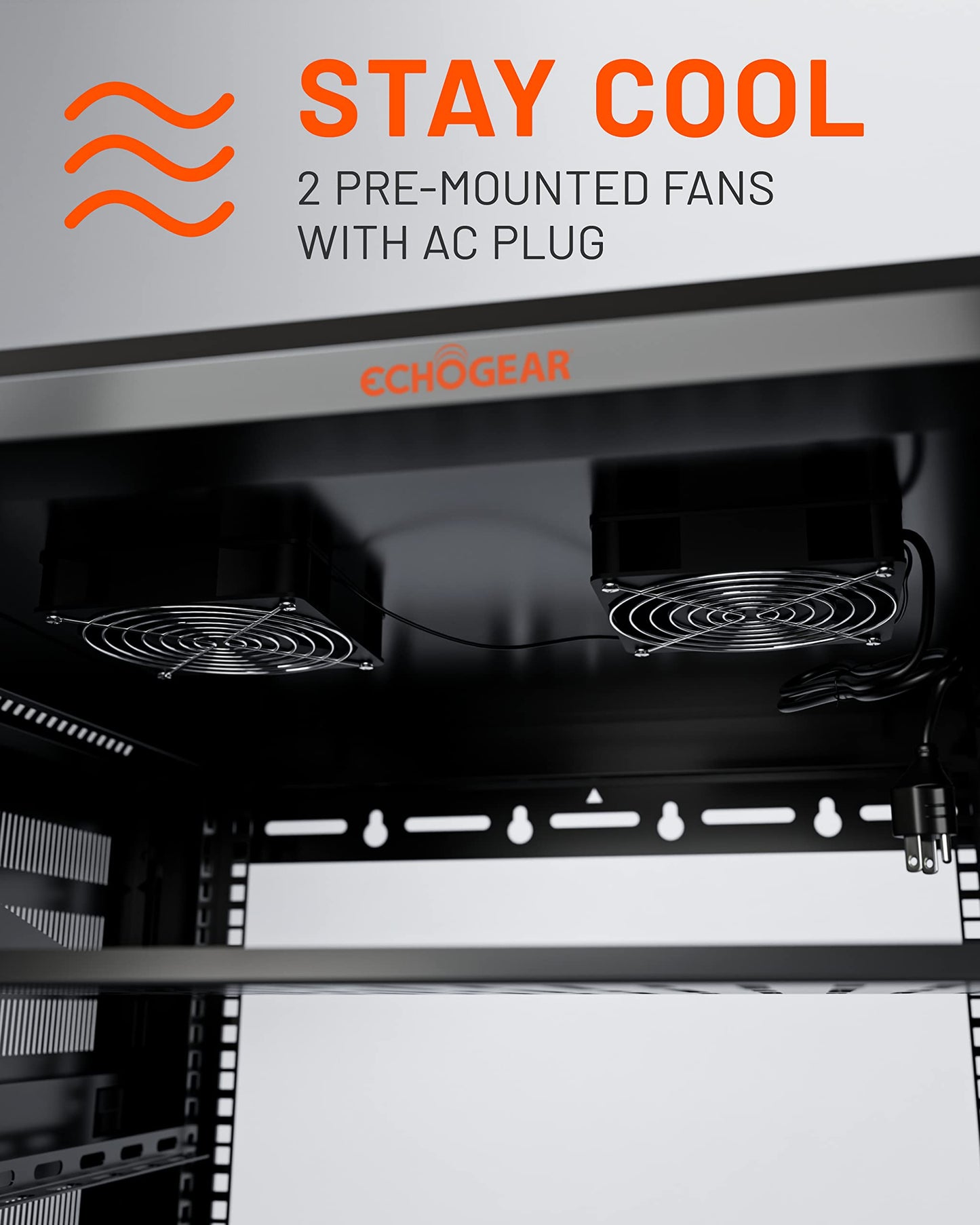 ECHOGEAR 9U Network Rack - Enclosed Wall Mount Rack Kit Includes 2X 1U Shelves, Pre-Mounted Fan, Lockable Door & Hardware - 600mm Depth Fits All Your AV Gear