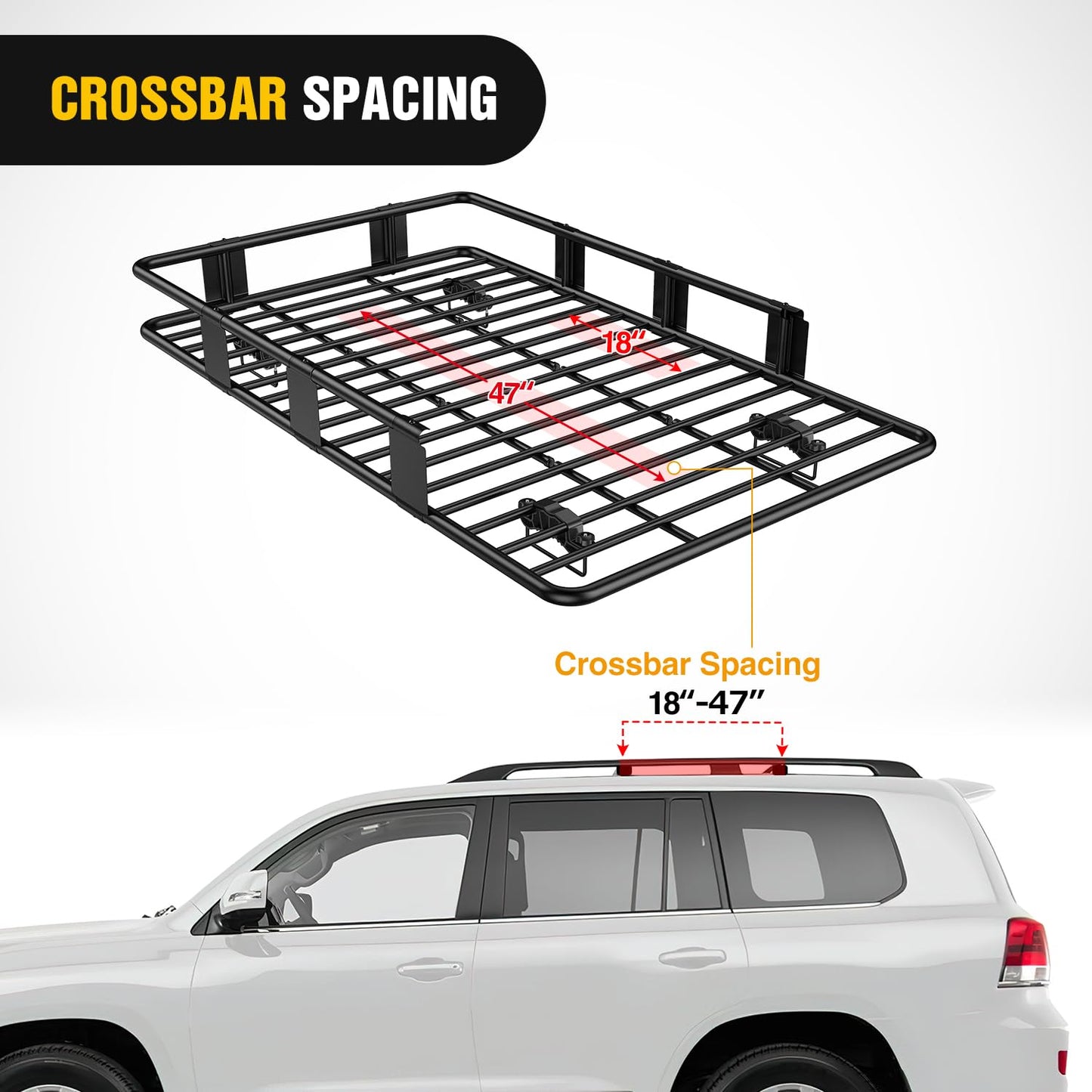 Nilight 64" x 39" x 6" Universal Roof Rack Cargo Basket Heavy-Duty 250LBS Capacity Rooftop Carrier Luggage Holder & Soft Waterproof|Cargo Bag|Net|Ratchet Straps for SUV Truck Vehicle