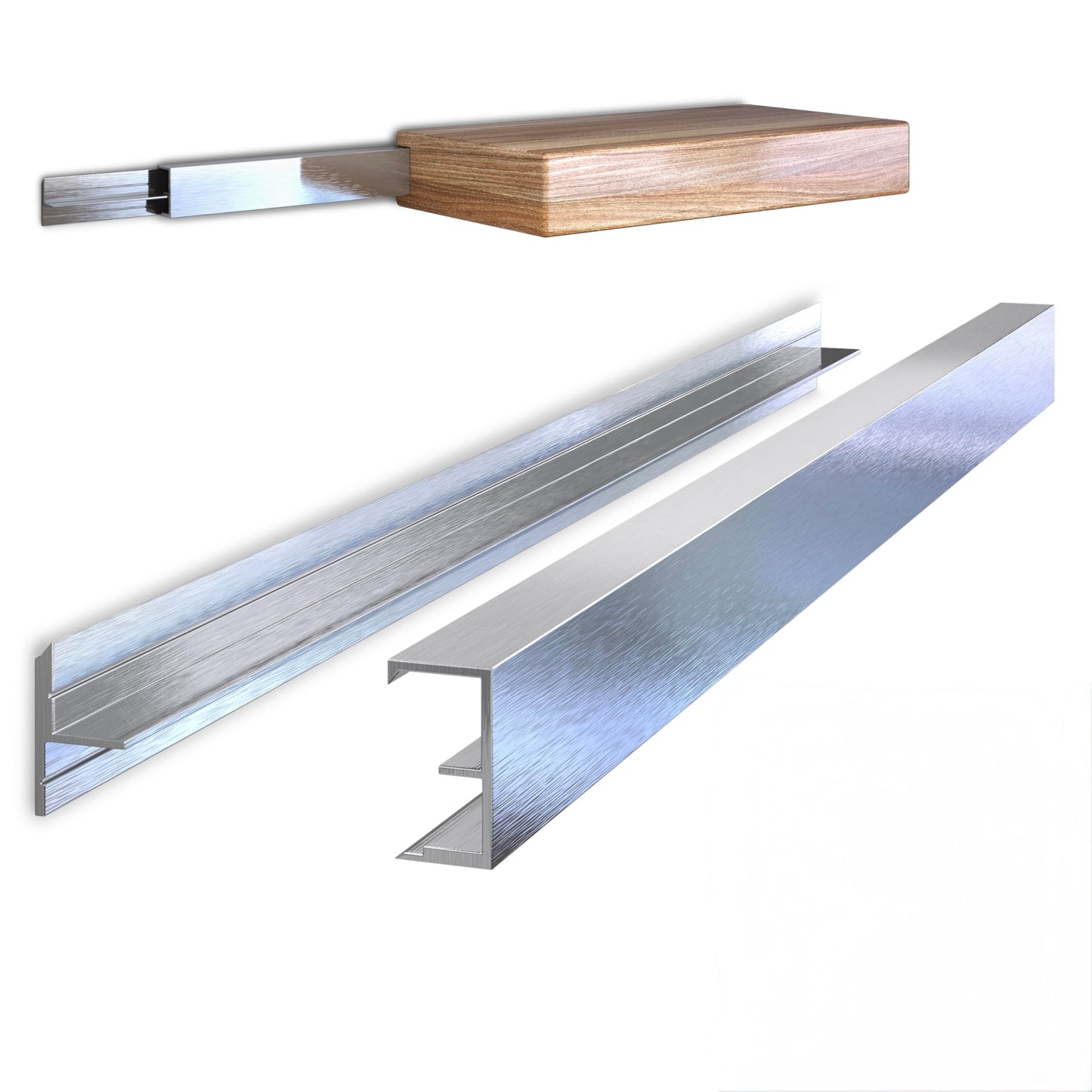 Hovr Solutions Classic 47" (4-Foot) Aluminum Floating Shelves Wall Bracket System, 300LB Load Capacity, Hidden Support Bracket Up to 63” Shelf, 2-Pack