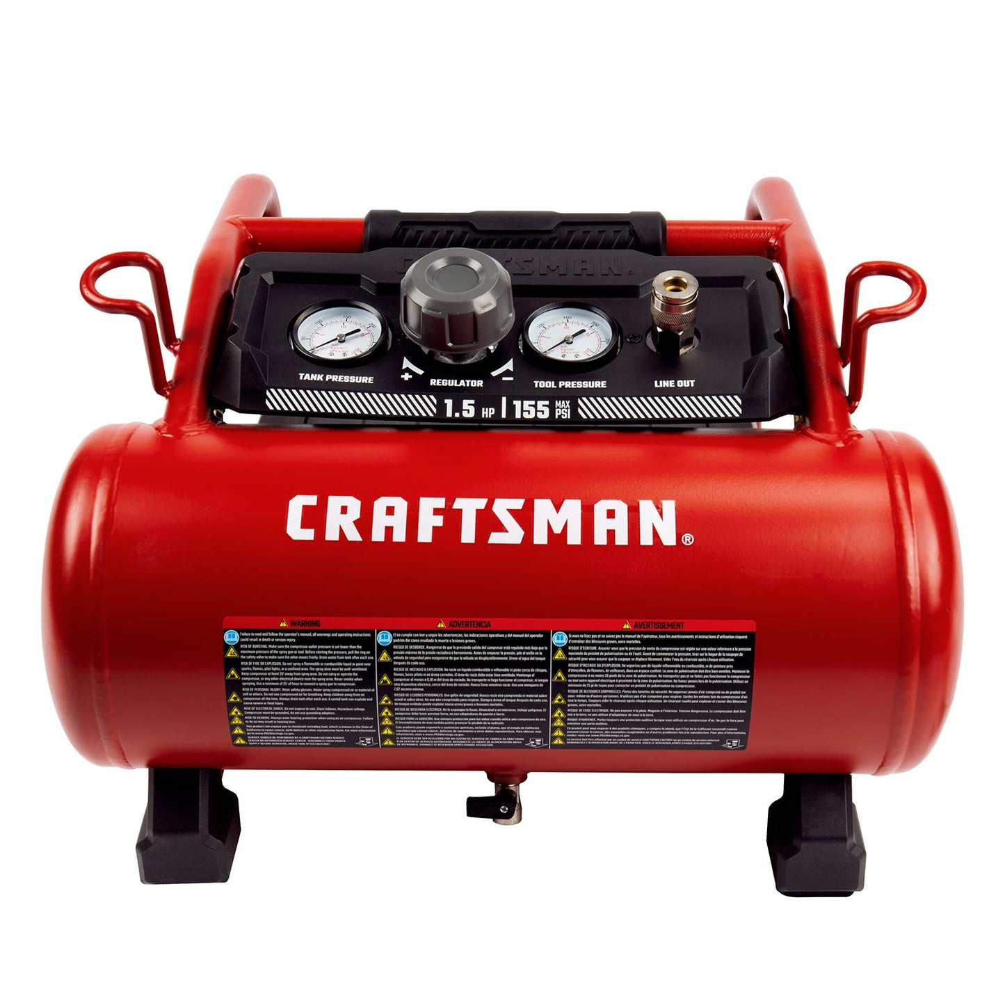 Craftsman Air Compressor 3 Gallon Portable Hotdog Air Compressor, Max 155 PSI 2.6 CFM@90psi Oil-Free Electric Workshop Air Compressors, CMXECXA0200341