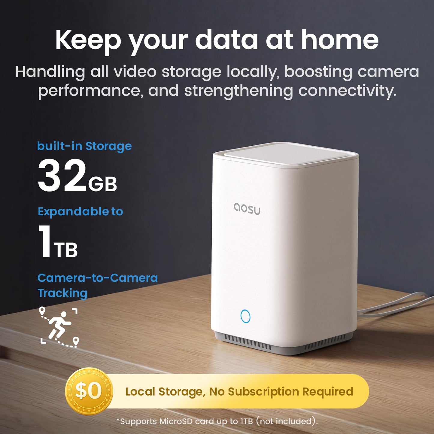 aosu Security Cameras Wireless Outdoor, 6-Cam Kit, No Subscription Required, aosuBase Expandable to 1TB (32GB Built-in), 360° Pan & Tilt, Human Auto Tracking, 5MP Color Night Vision, Easy Setup