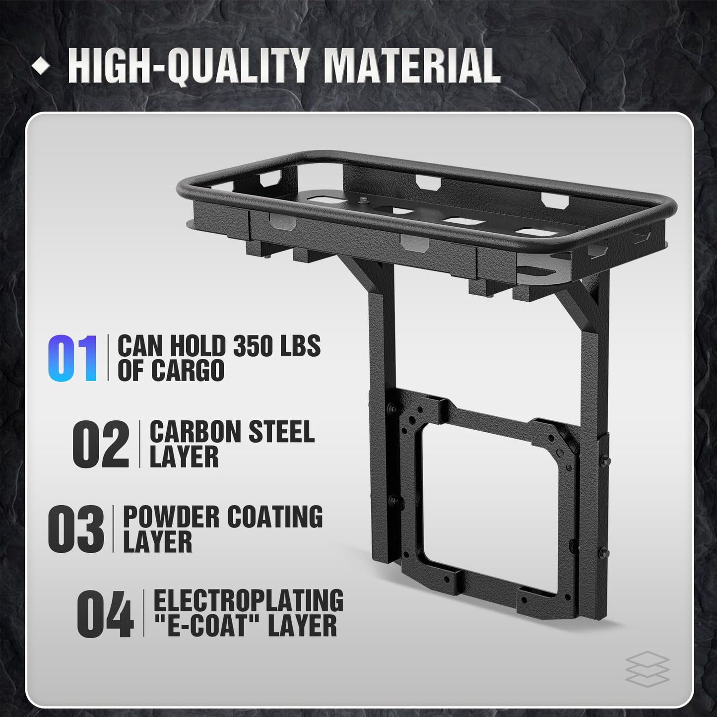YZONA for Bronco Rear Cargo Basket on OE Tailgate Compatible with 2021 2022 2023 2024 2025 2026 Ford Bronco, Spare Tire Cargo Rack, Luggage Storage Carrier (2/4 Doors, Bolt-On Installation)