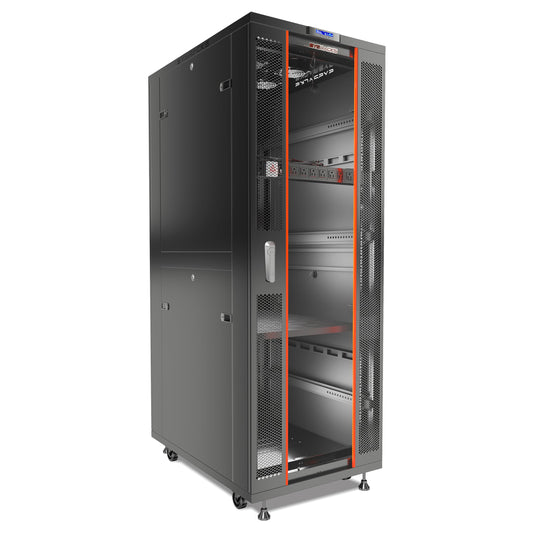 42U Server Rack Cabinet – 19" Network Rack Enclosure, 39" Deep Floor Standing Data Rack with Locking Glass Door, Cooling Fans, PDU & Shelf for Servers, Switches and Patch Panels