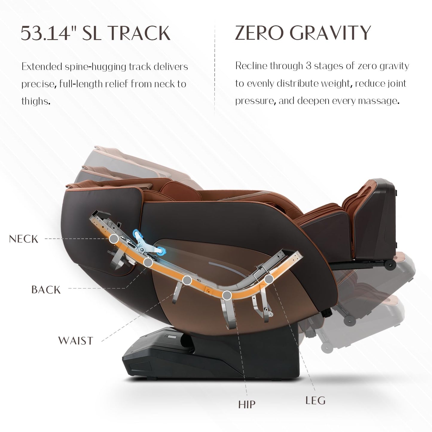3D Massage Chair, Full Body Massage Chair, Zero Gravity Recliner w/Dynamic Leg Kneading System, 53.14" SL Track, Sleek Appearance, 12 Auto Modes, Wireless Charging, Bluetooth Speaker, TFT Screen