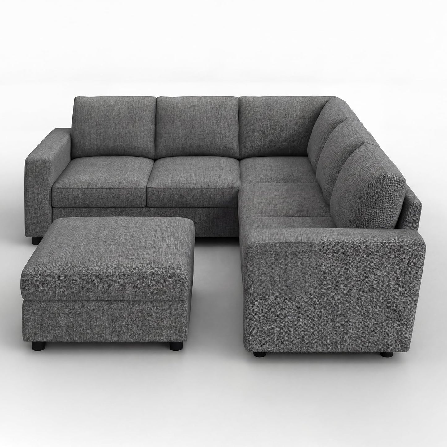 HONBAY Sectional Couch with Storage L-Shaped Sectional Couches for Living Room 6 Seater Sectional Sofa, Light Grey