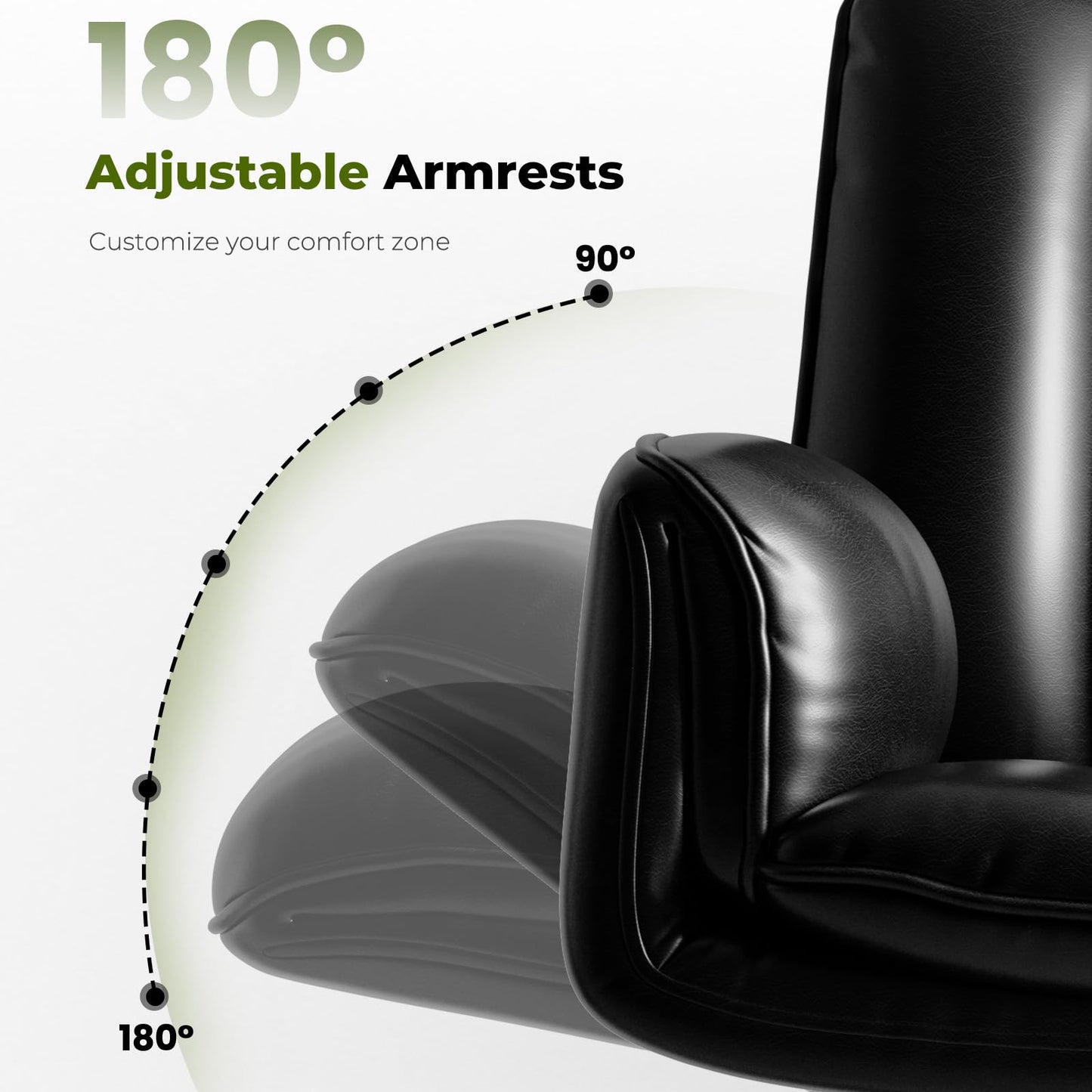 HOMRELEXA Criss Cross Office Chair with Armrests & Wheels, Comfy Big and Tall Chair, Ergonomic Executive Gaming Computer Chairs with Foot Rest, PU Leather Wide Seat Reclining Desk Chair, Black